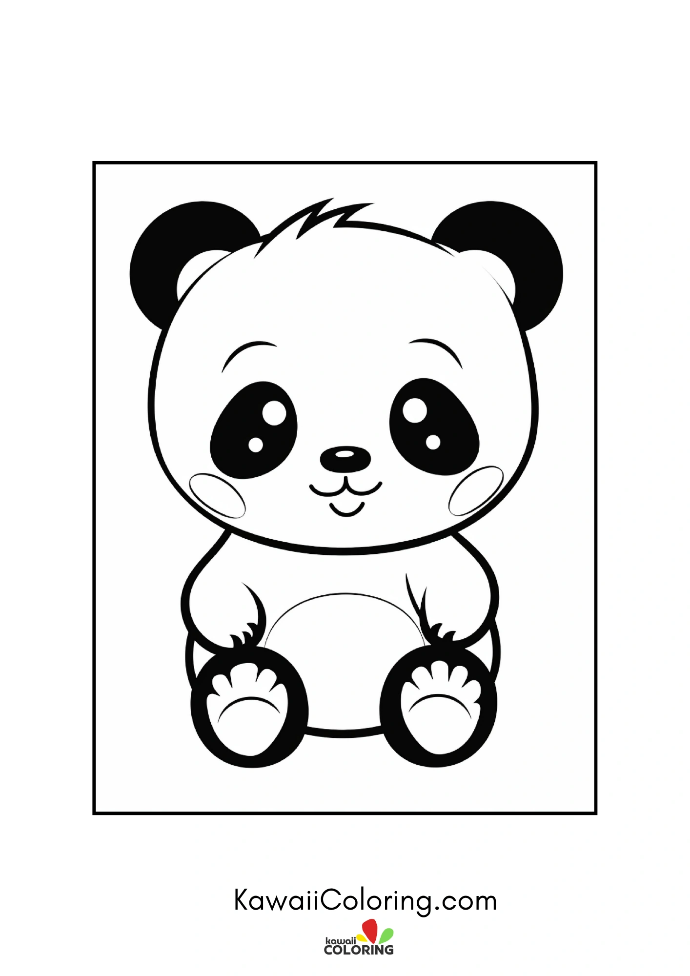Cute panda sitting with bamboo