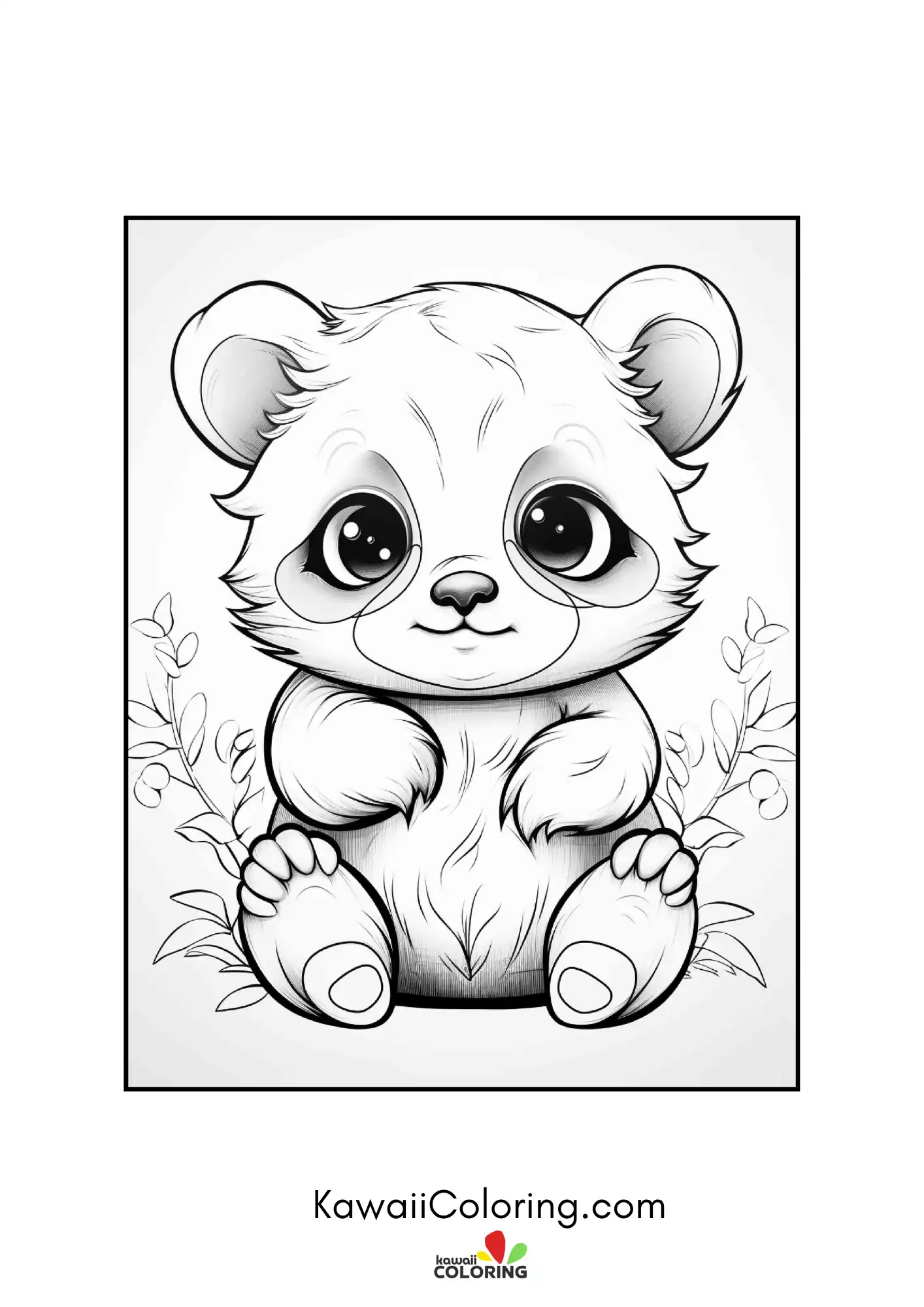 Round panda face with simple nature details