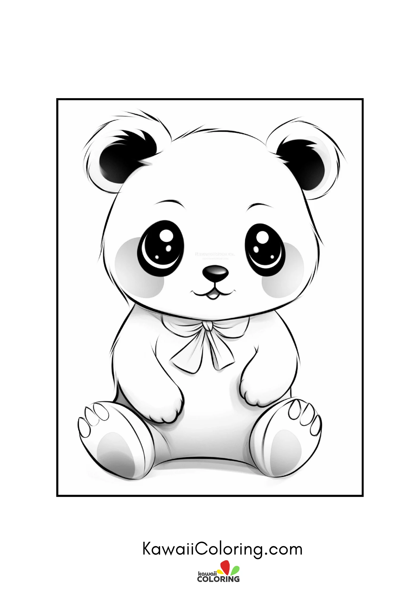Round panda face with simple nature details