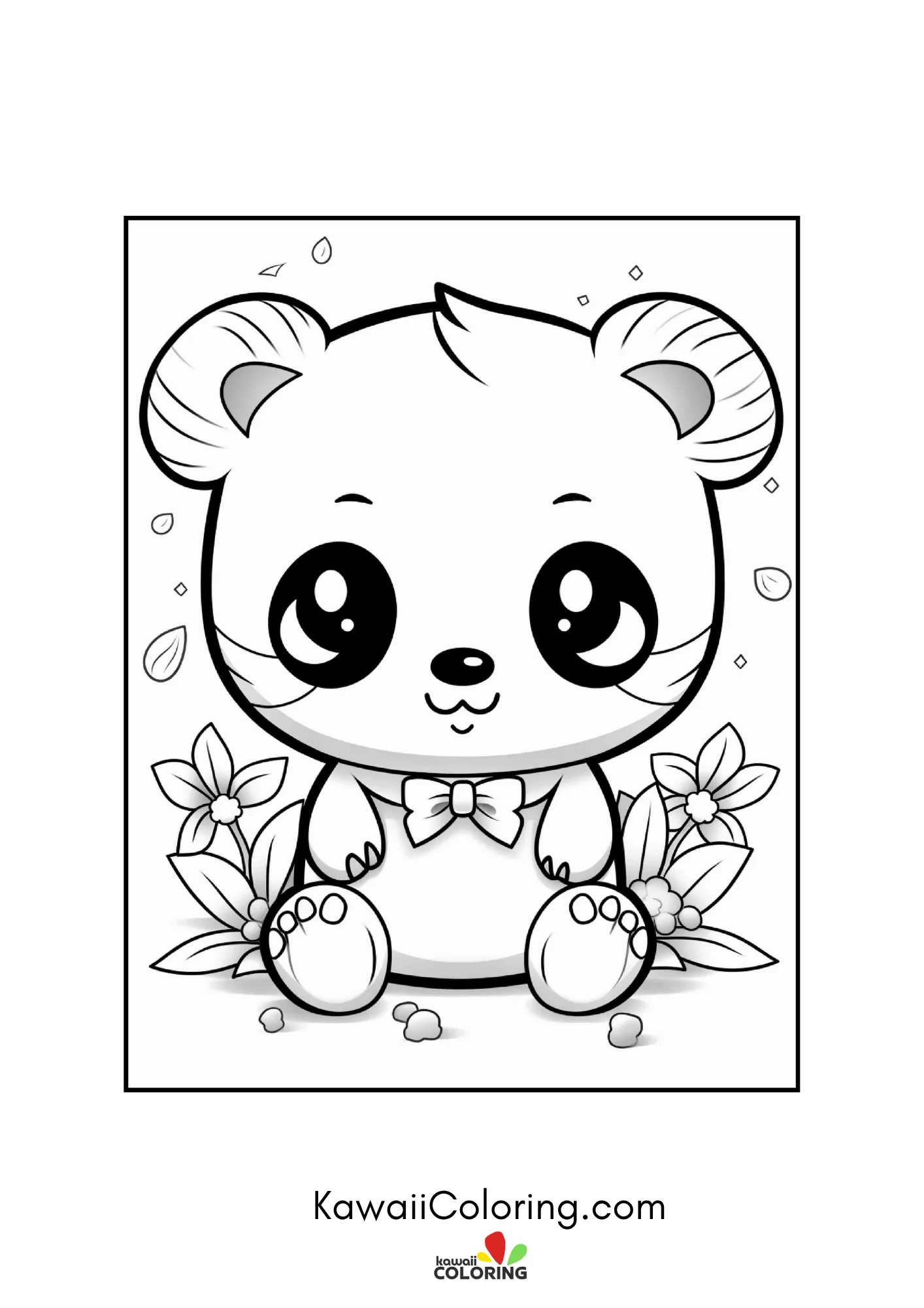 Cute panda sitting with bamboo