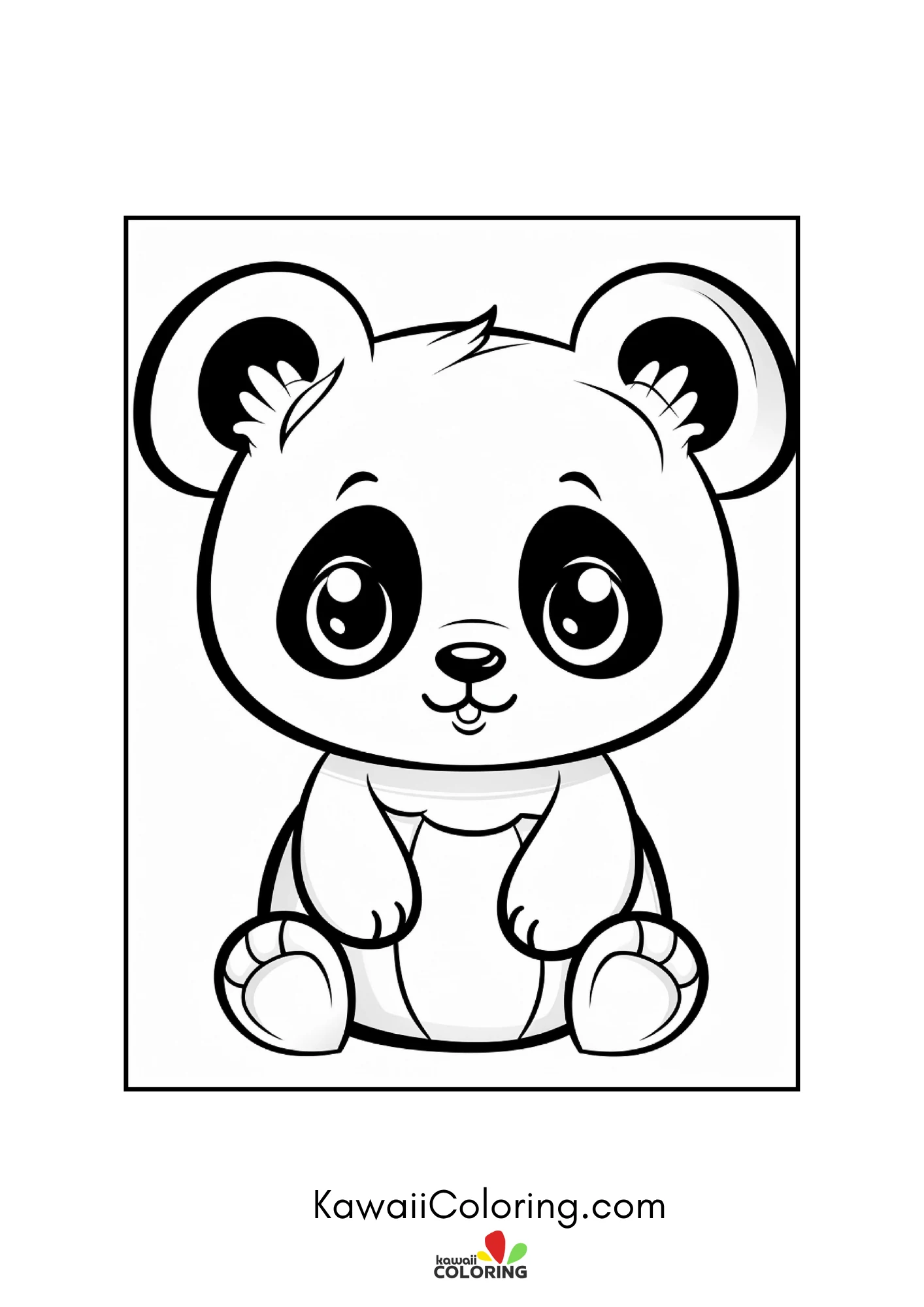 Kawaii panda holding bamboo shoots
