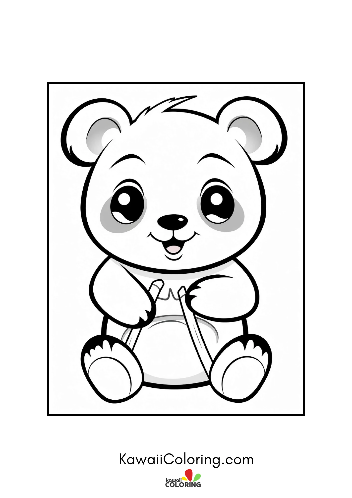 Round panda face with simple nature details