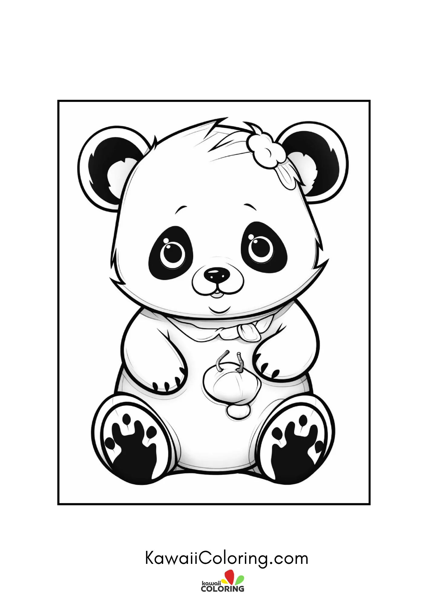 Cute panda sitting with bamboo