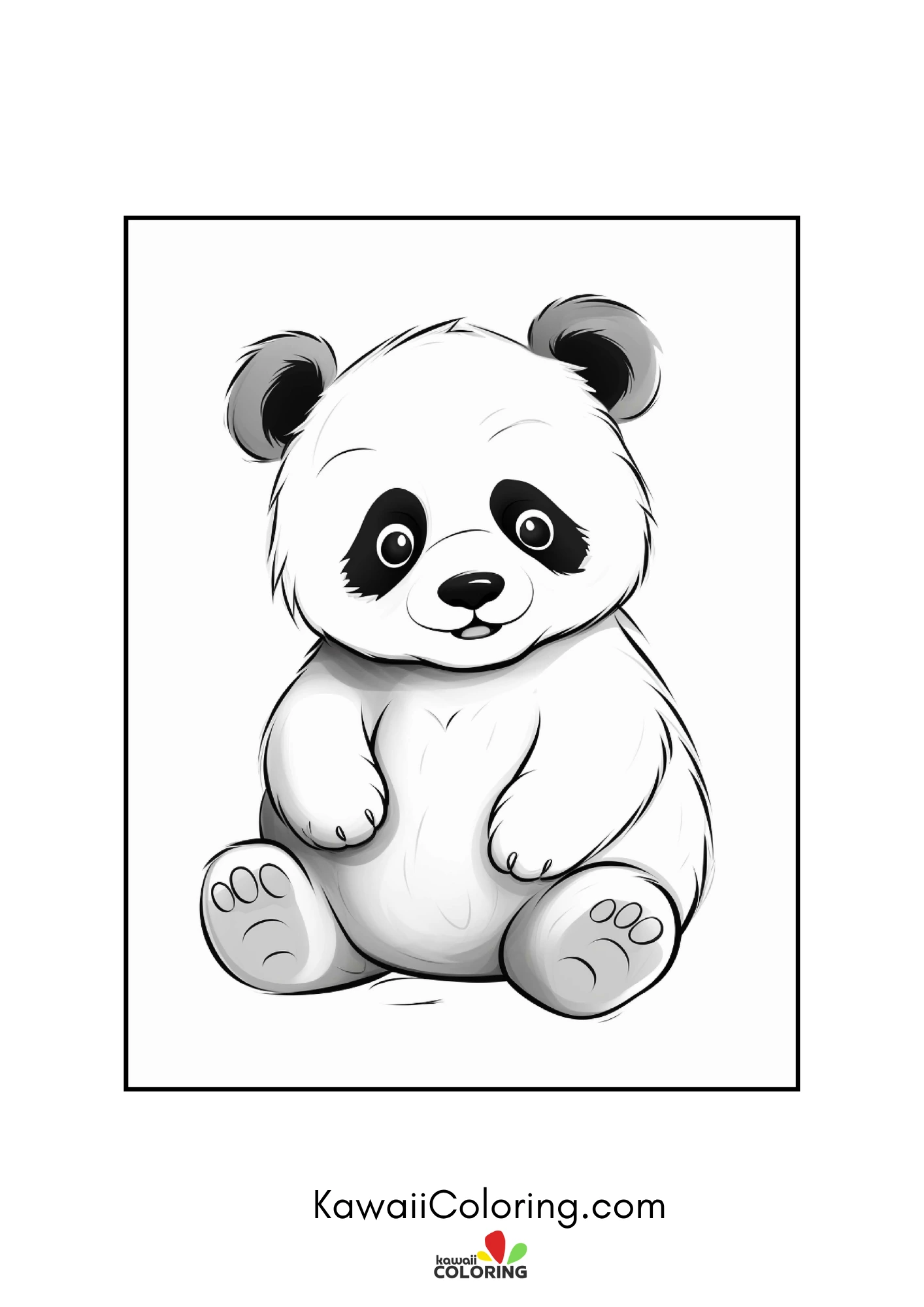 Kawaii panda holding bamboo shoots