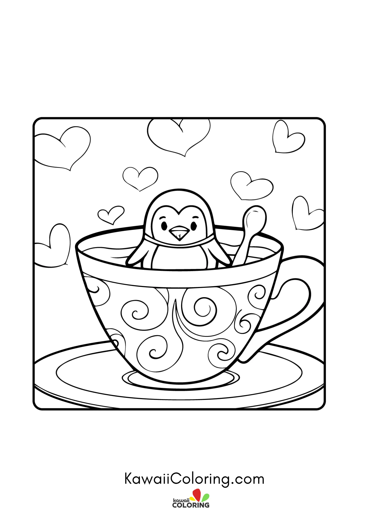 Penguin with scarf and snowflakes