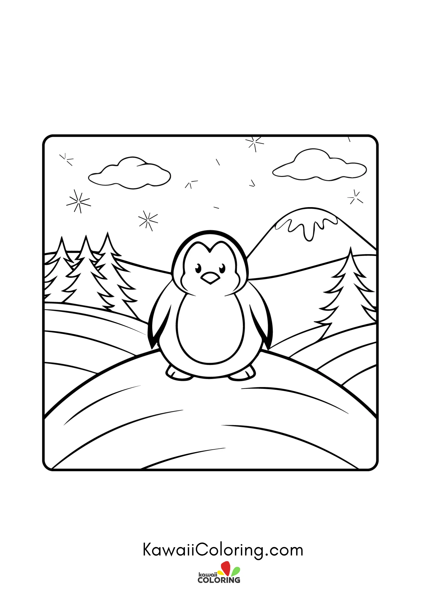 Cute penguin with snowy details