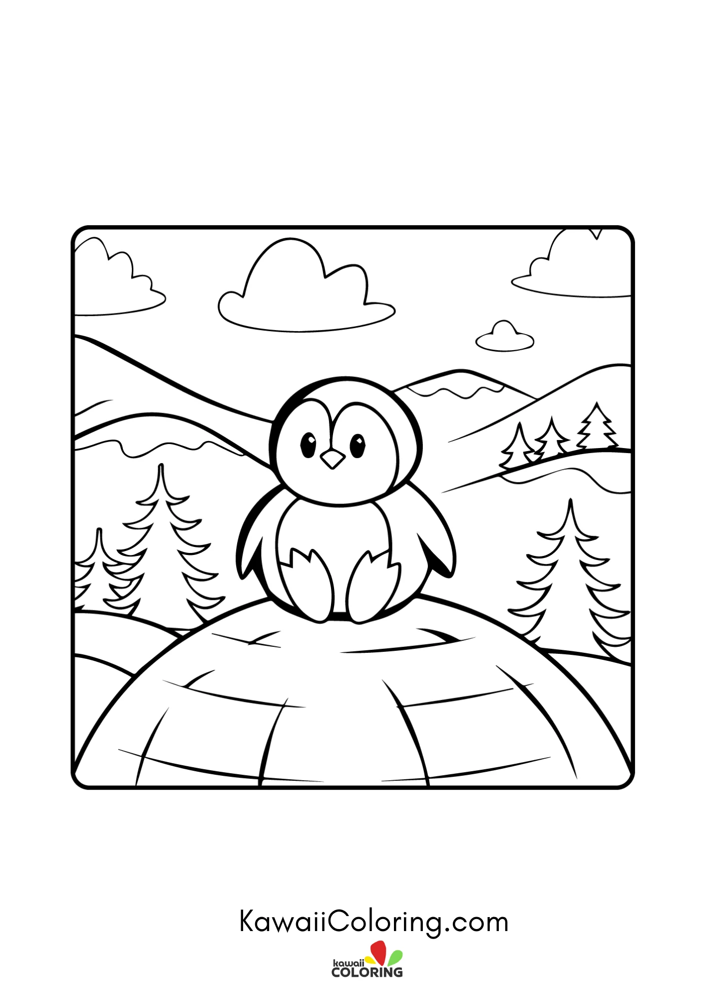 Smiling penguin standing on ice
