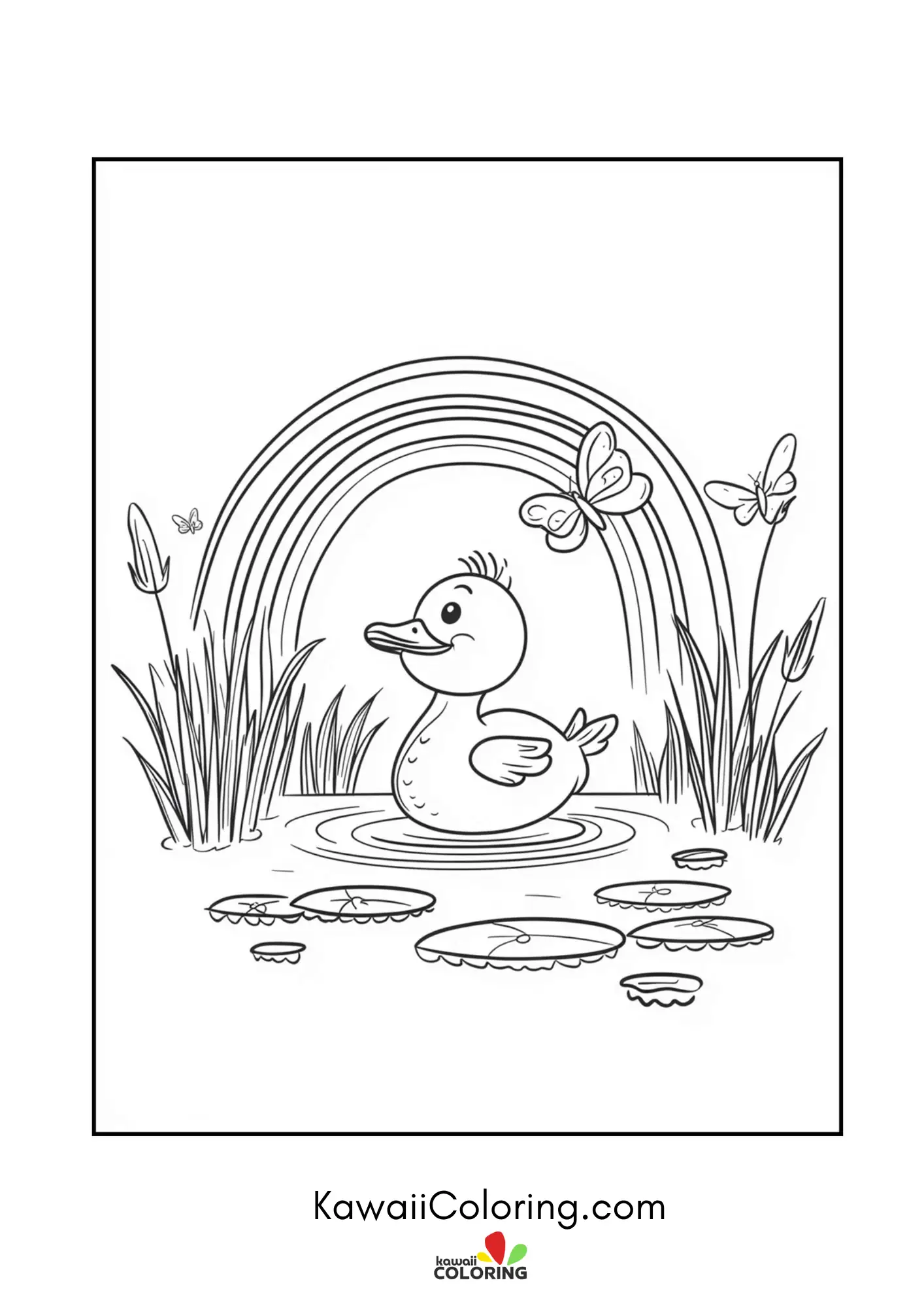 Decorative rainbow coloring page
