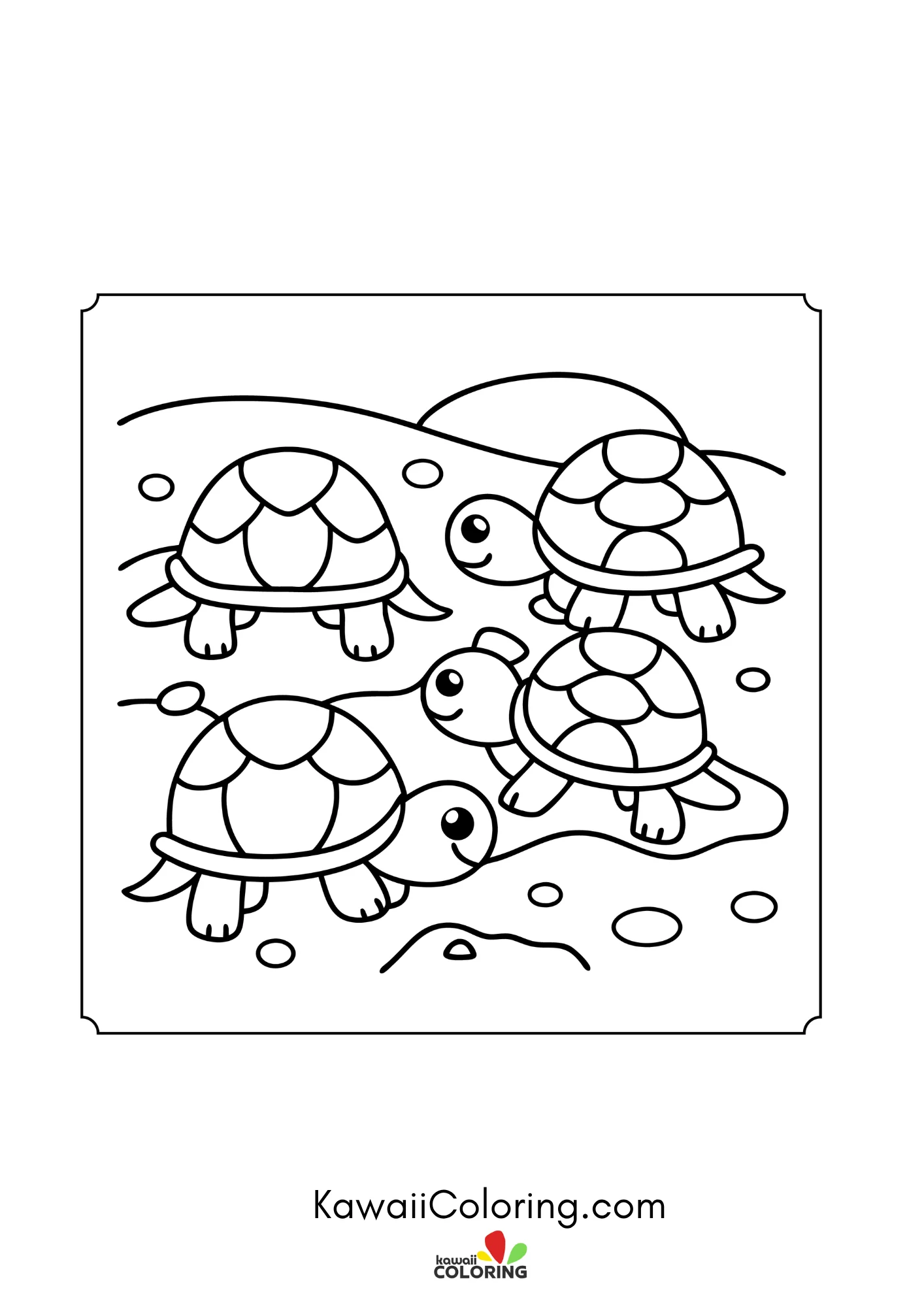 Turtle walking through a simple garden