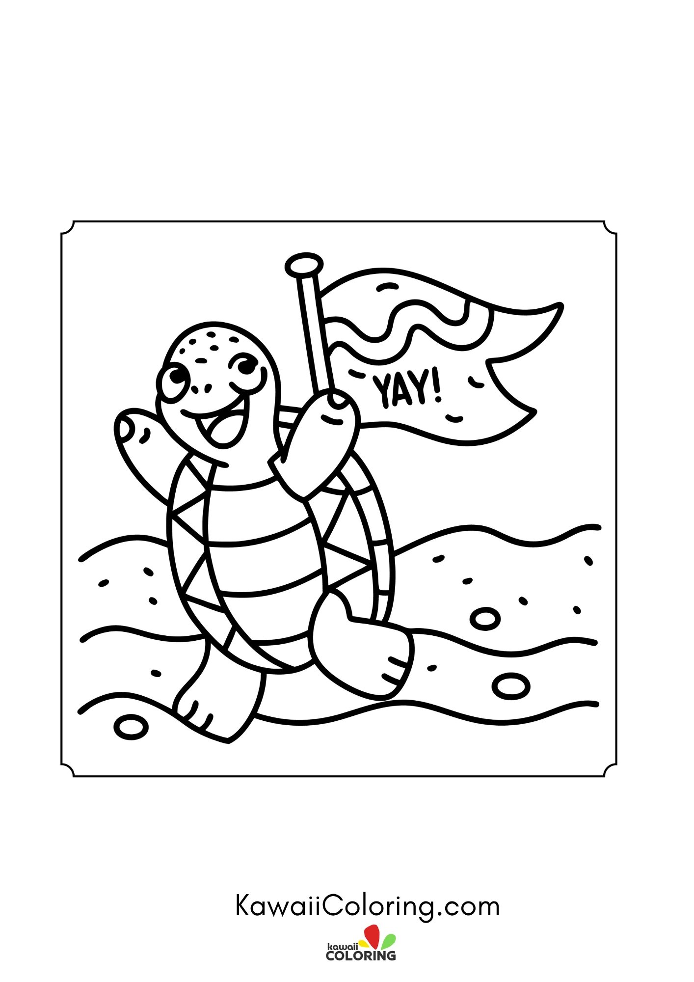 Baby turtle with hearts and bubbles