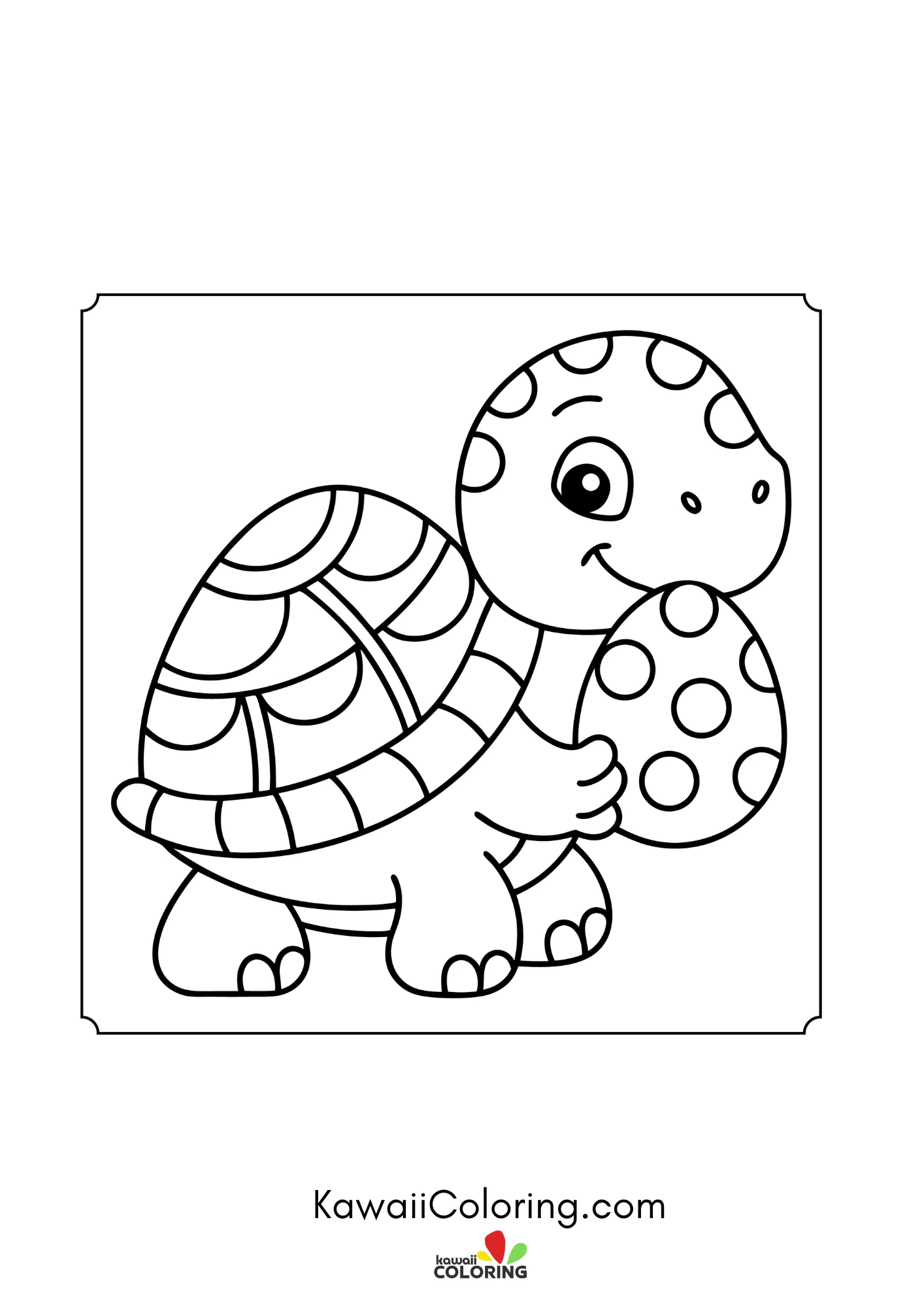 Turtle walking through a simple garden