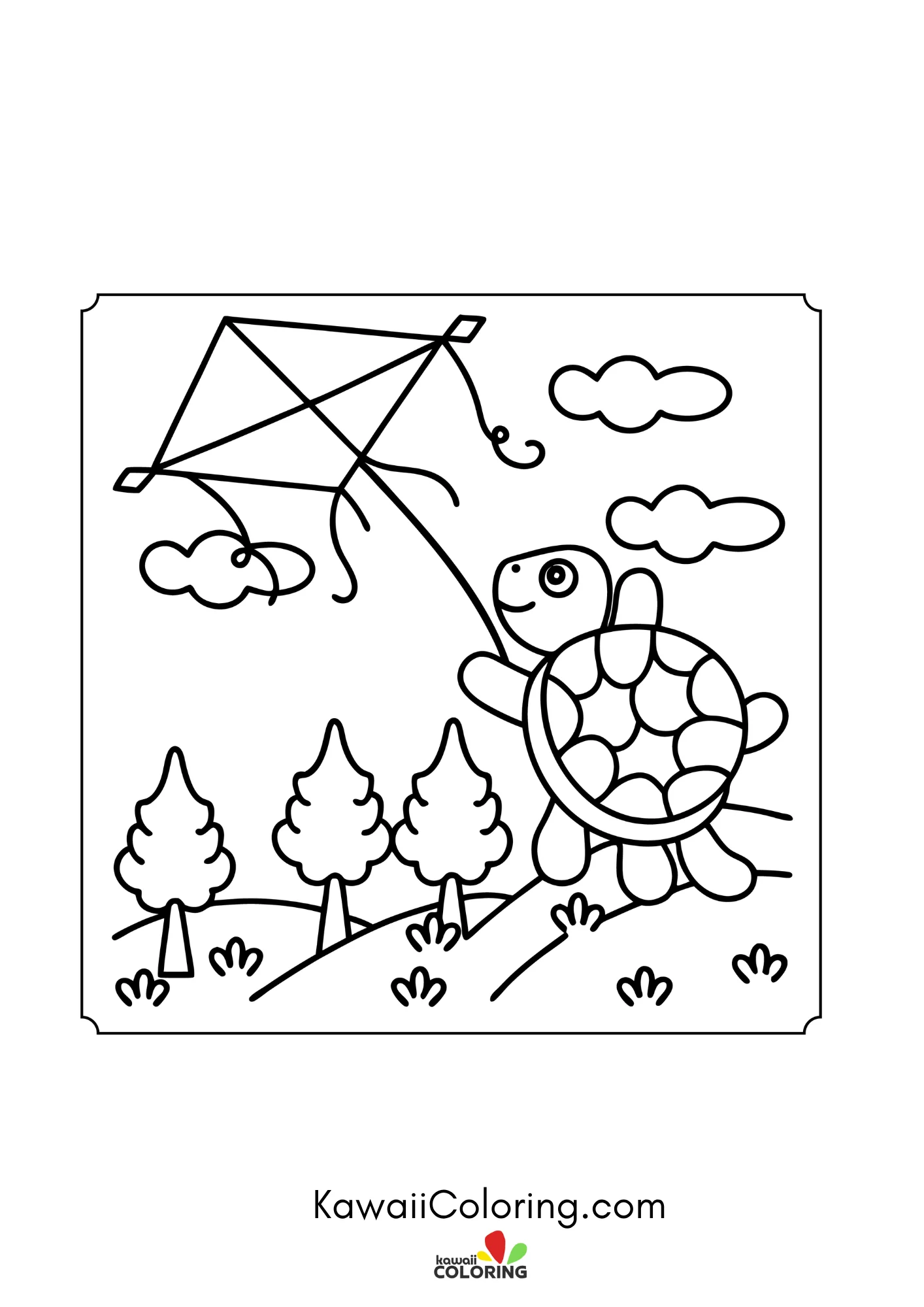 Turtle walking through a simple garden