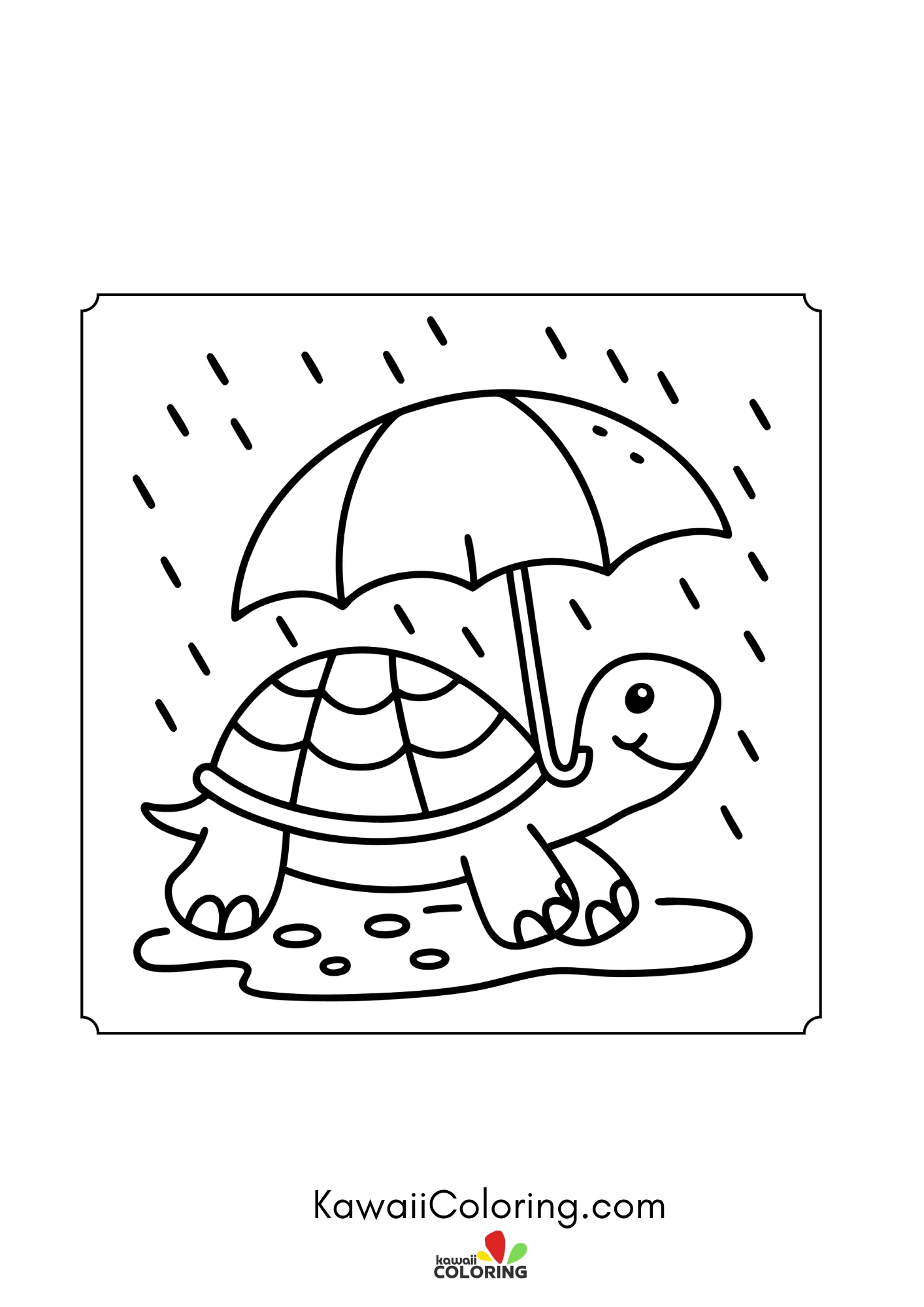 Baby turtle with hearts and bubbles