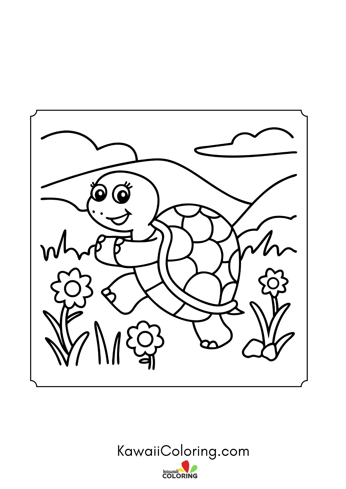 Cute turtle with patterned shell