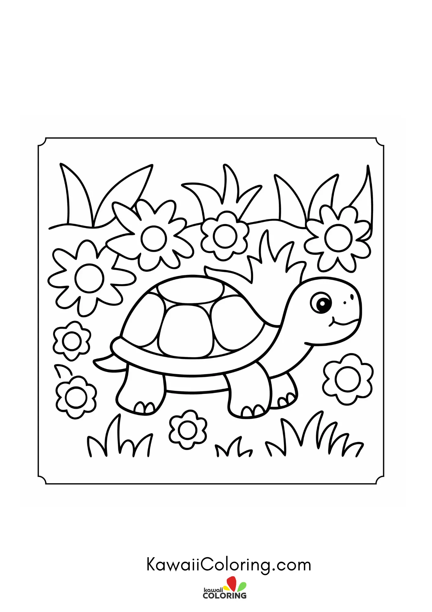 Baby turtle with hearts and bubbles