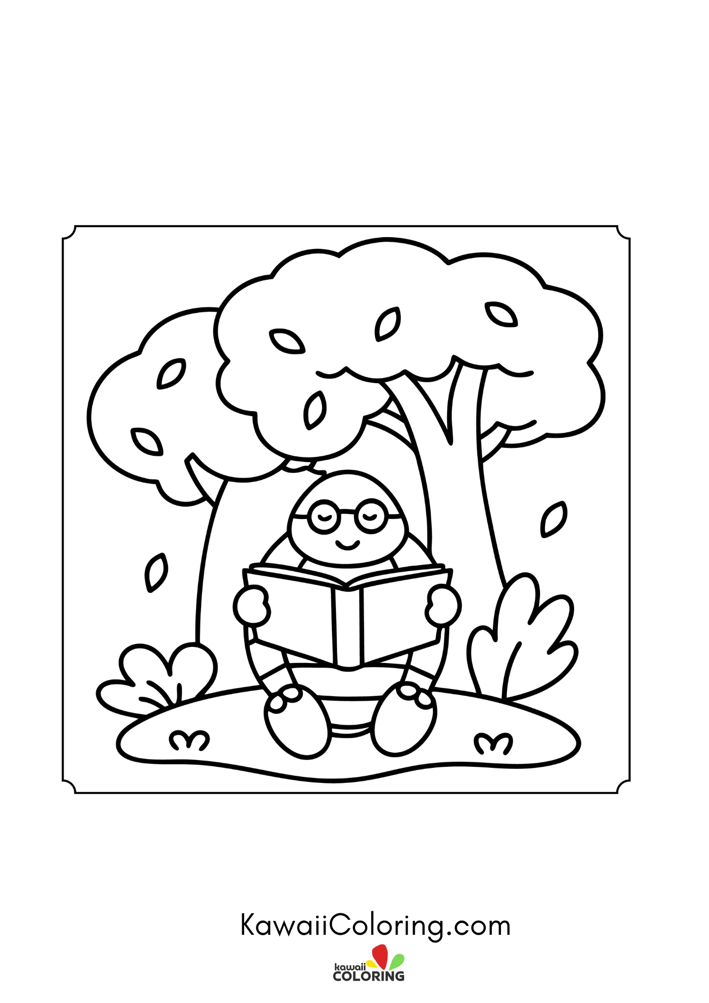 Turtle walking through a simple garden