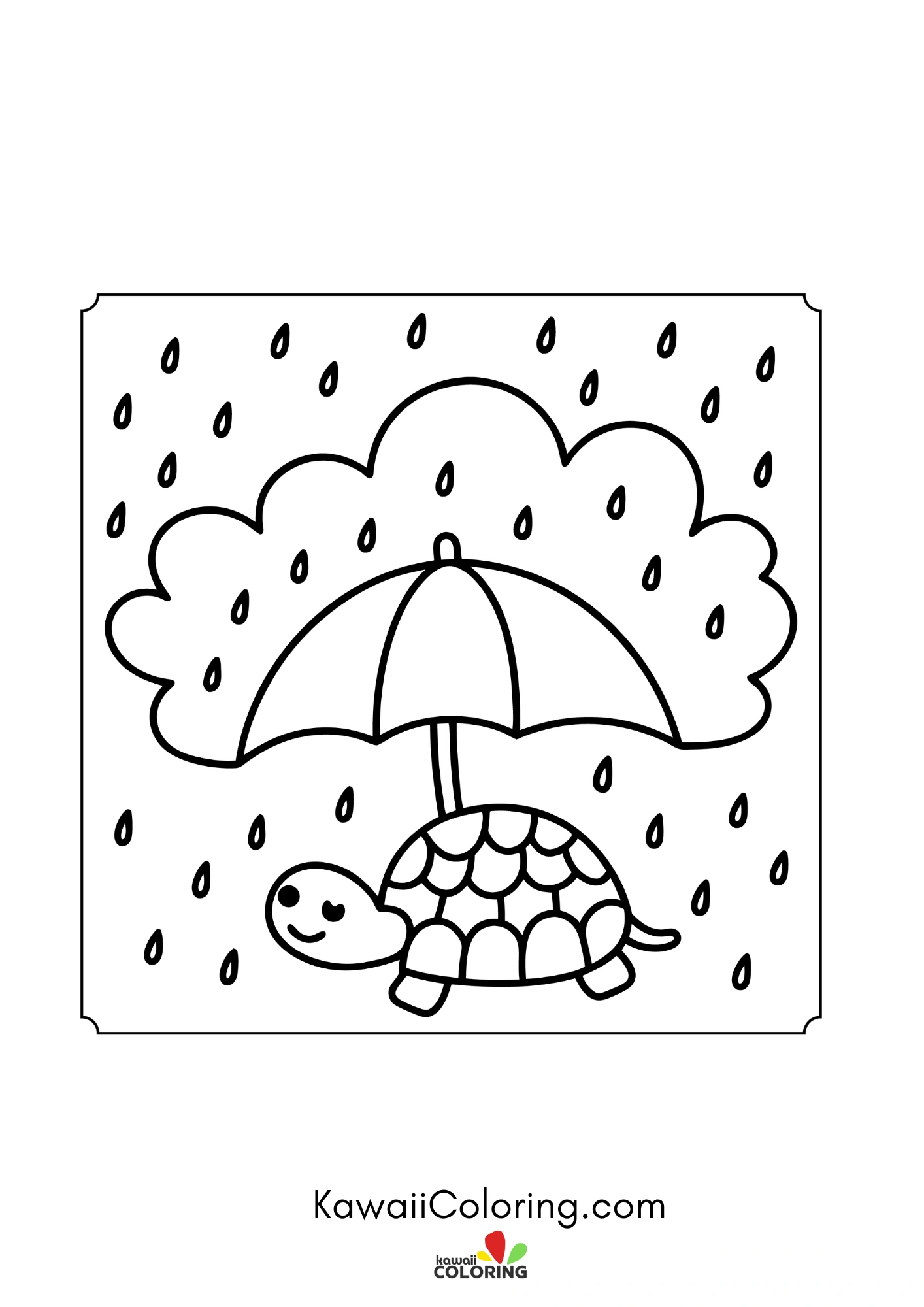 Smiling turtle near flowers and leaves