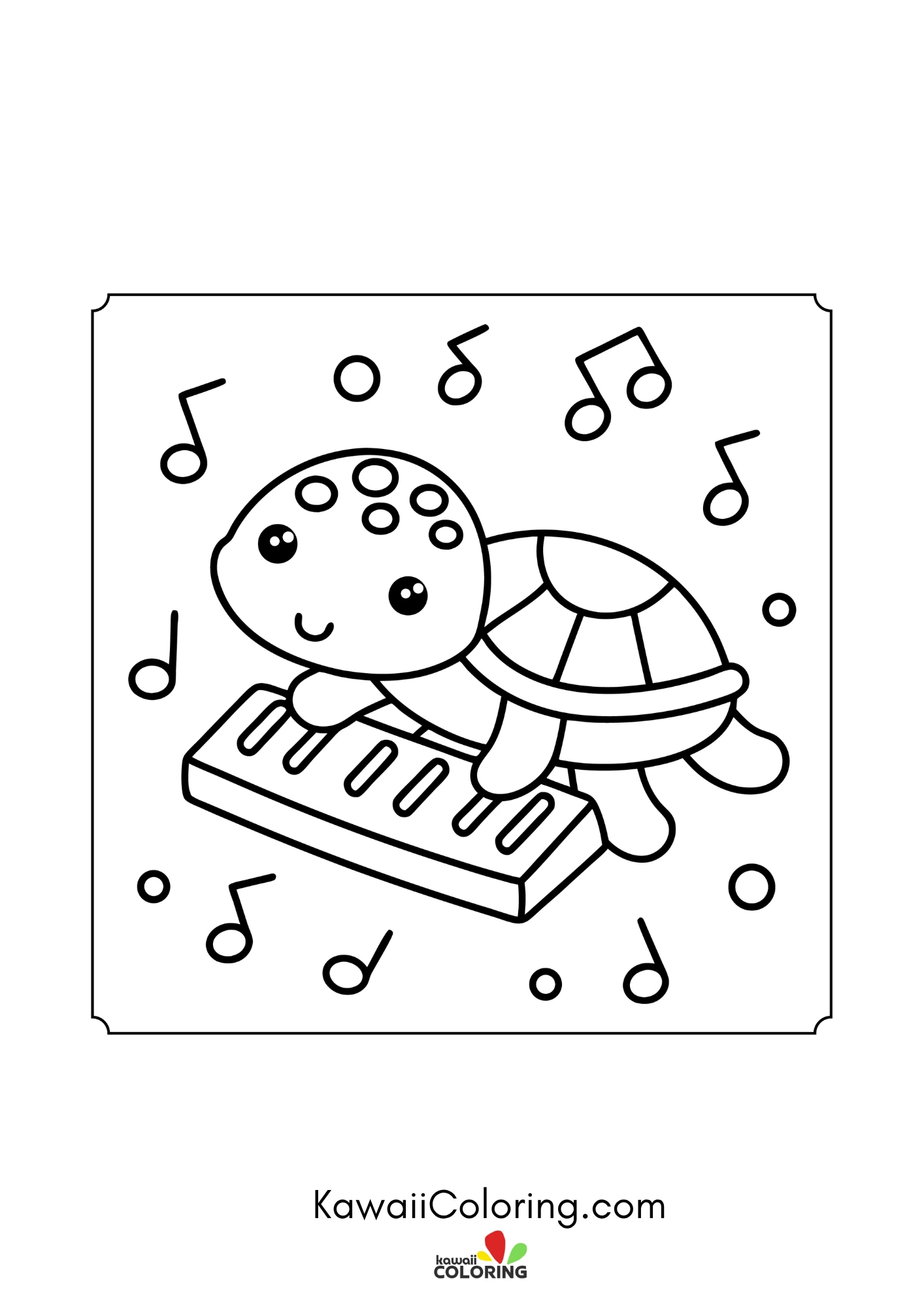 Baby turtle with hearts and bubbles