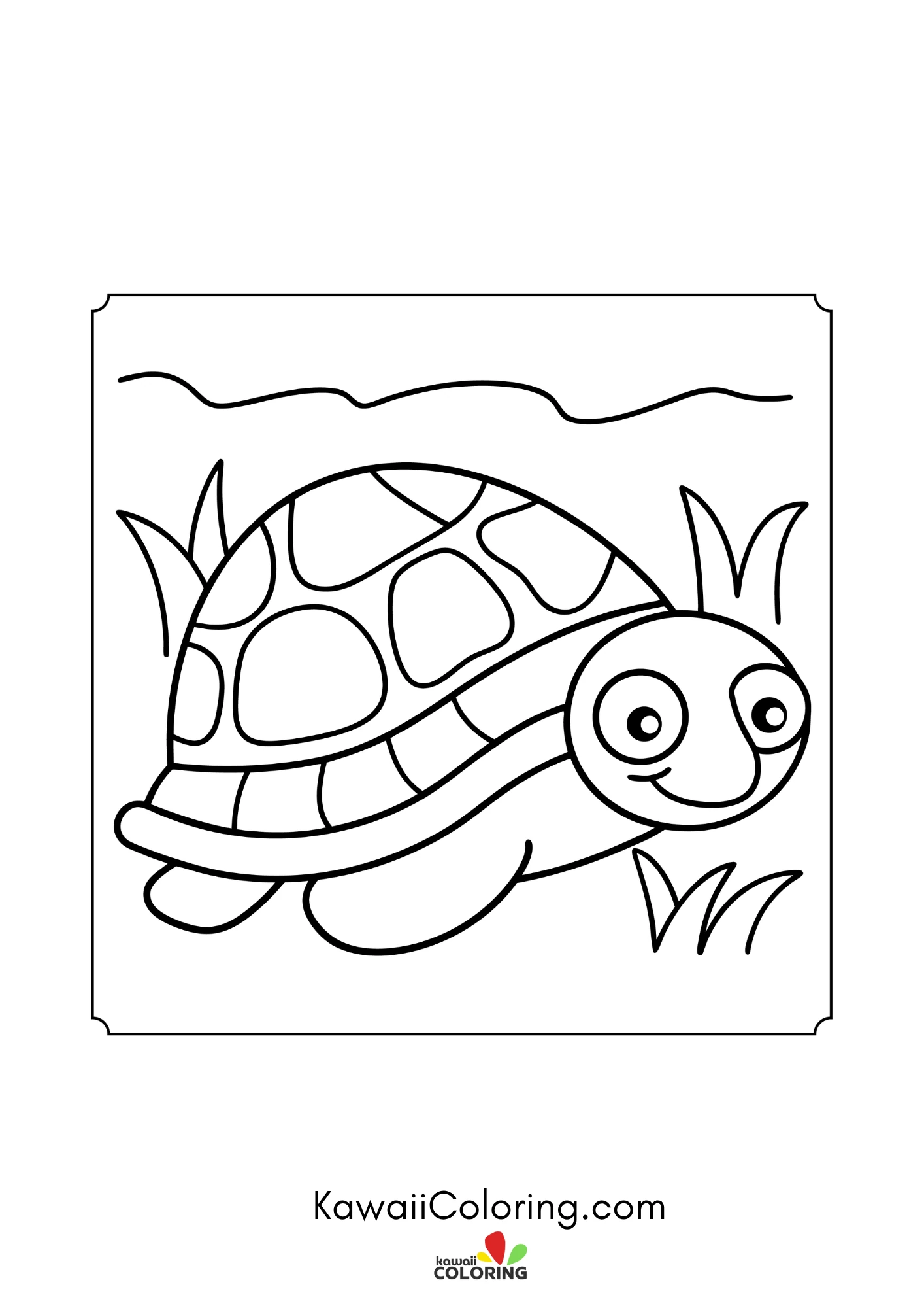 Turtle walking through a simple garden