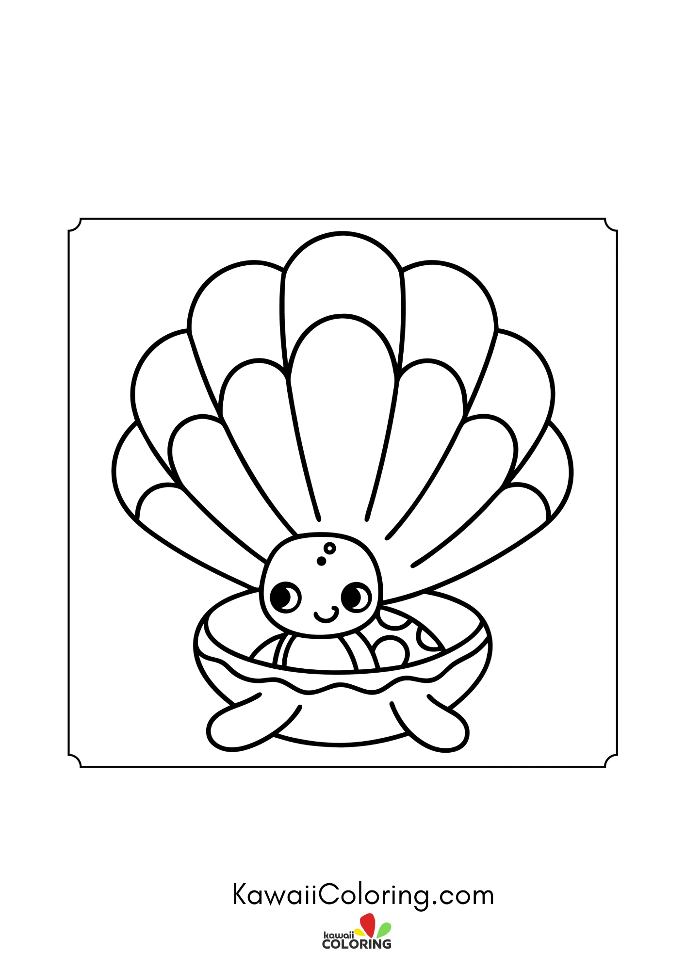 Smiling turtle near flowers and leaves