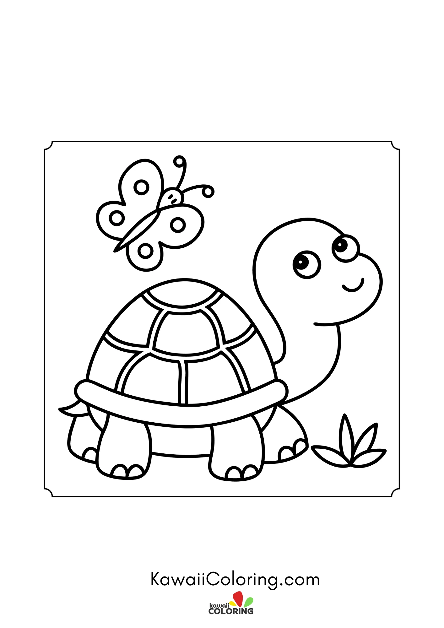Baby turtle with hearts and bubbles
