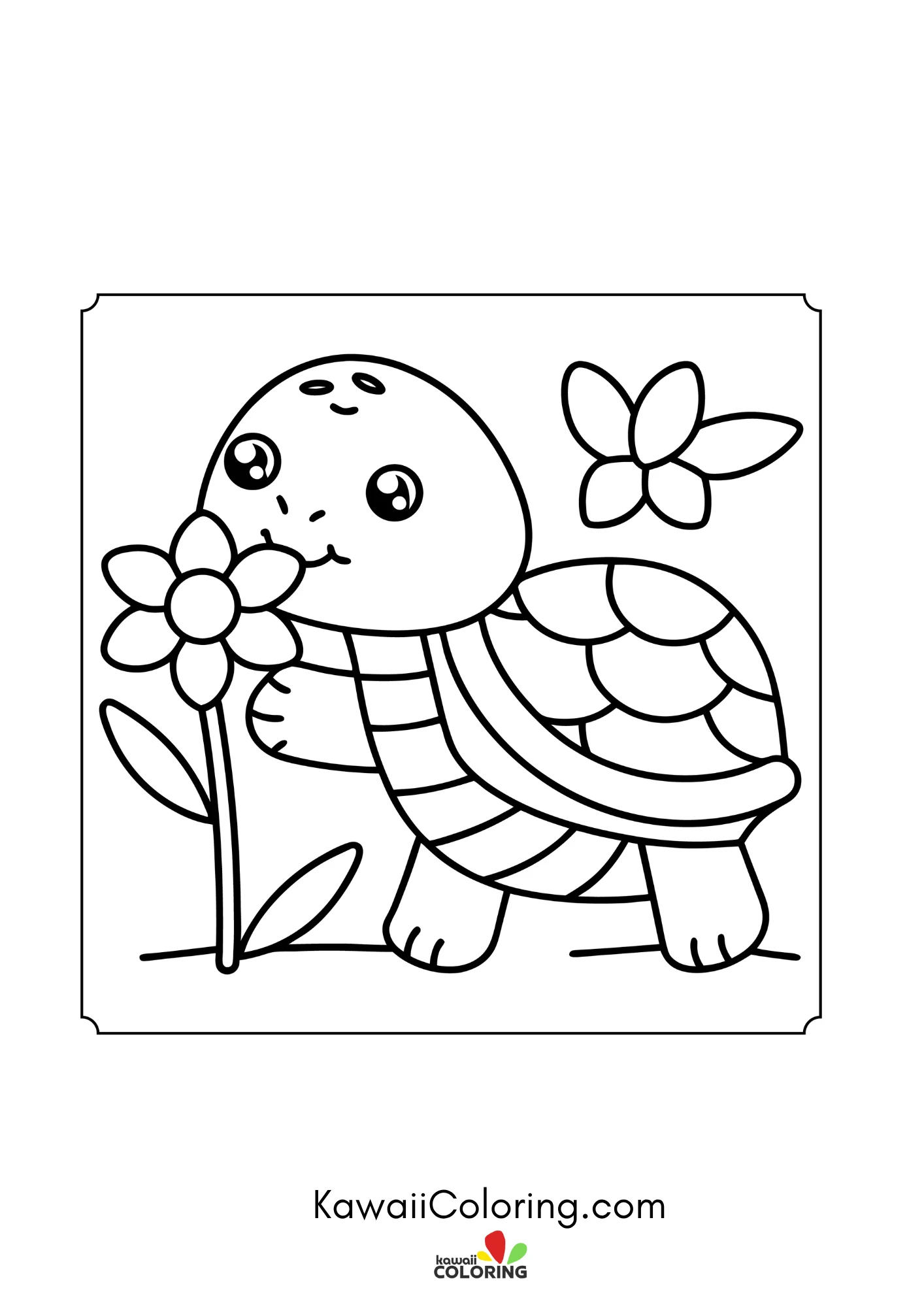 Baby turtle with hearts and bubbles
