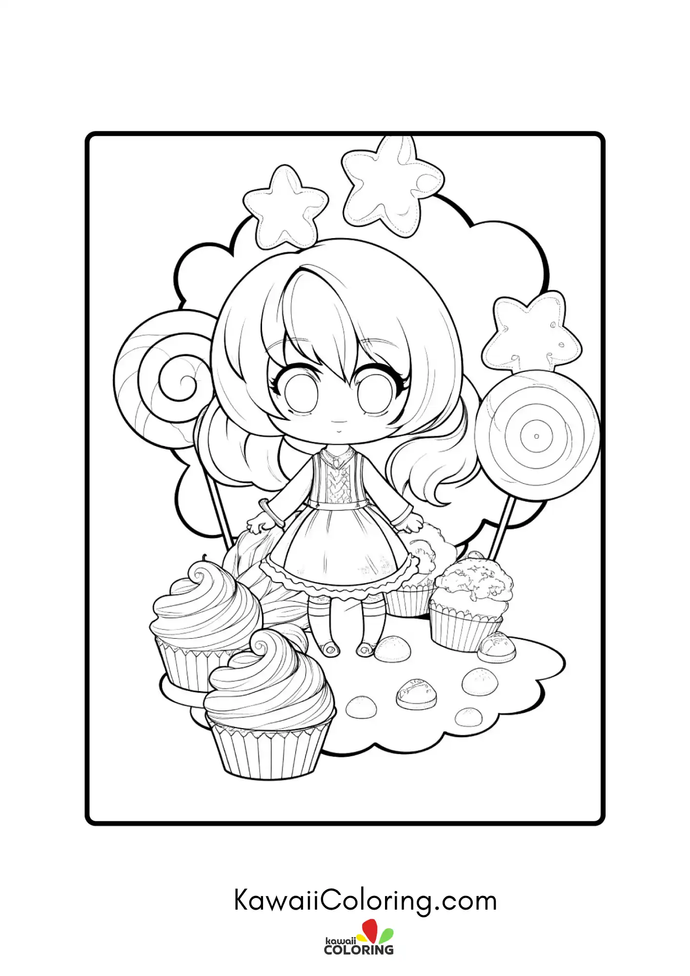 Kawaii character pose with fashion details