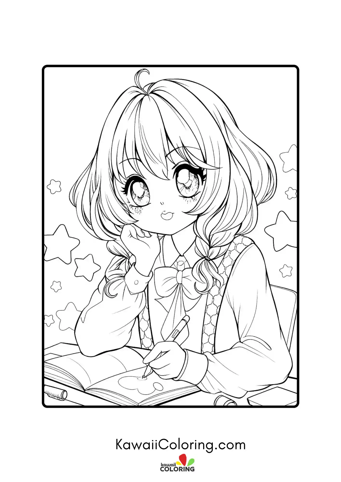 Kawaii character pose with fashion details
