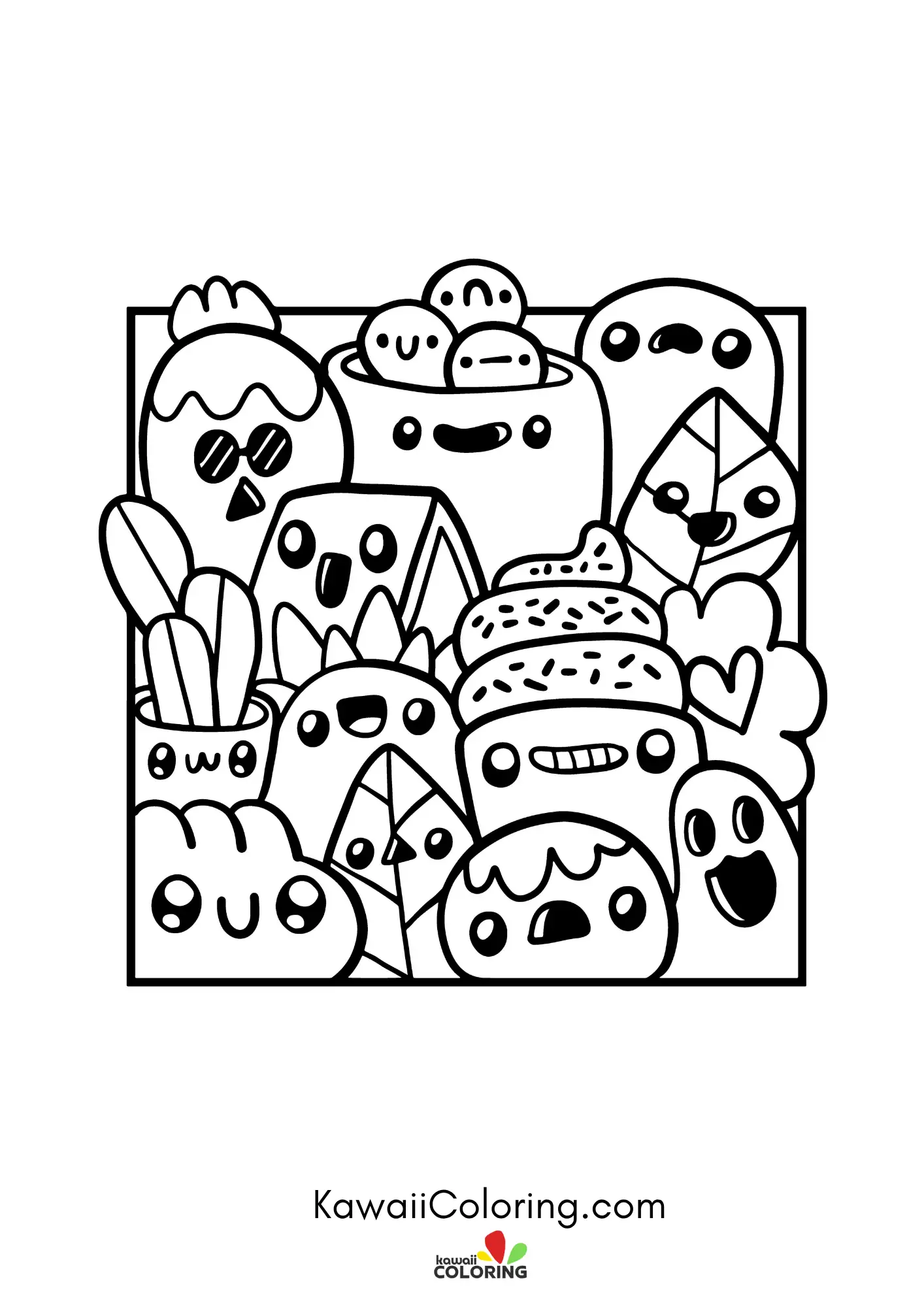 Cute doodle pattern with hearts and stars