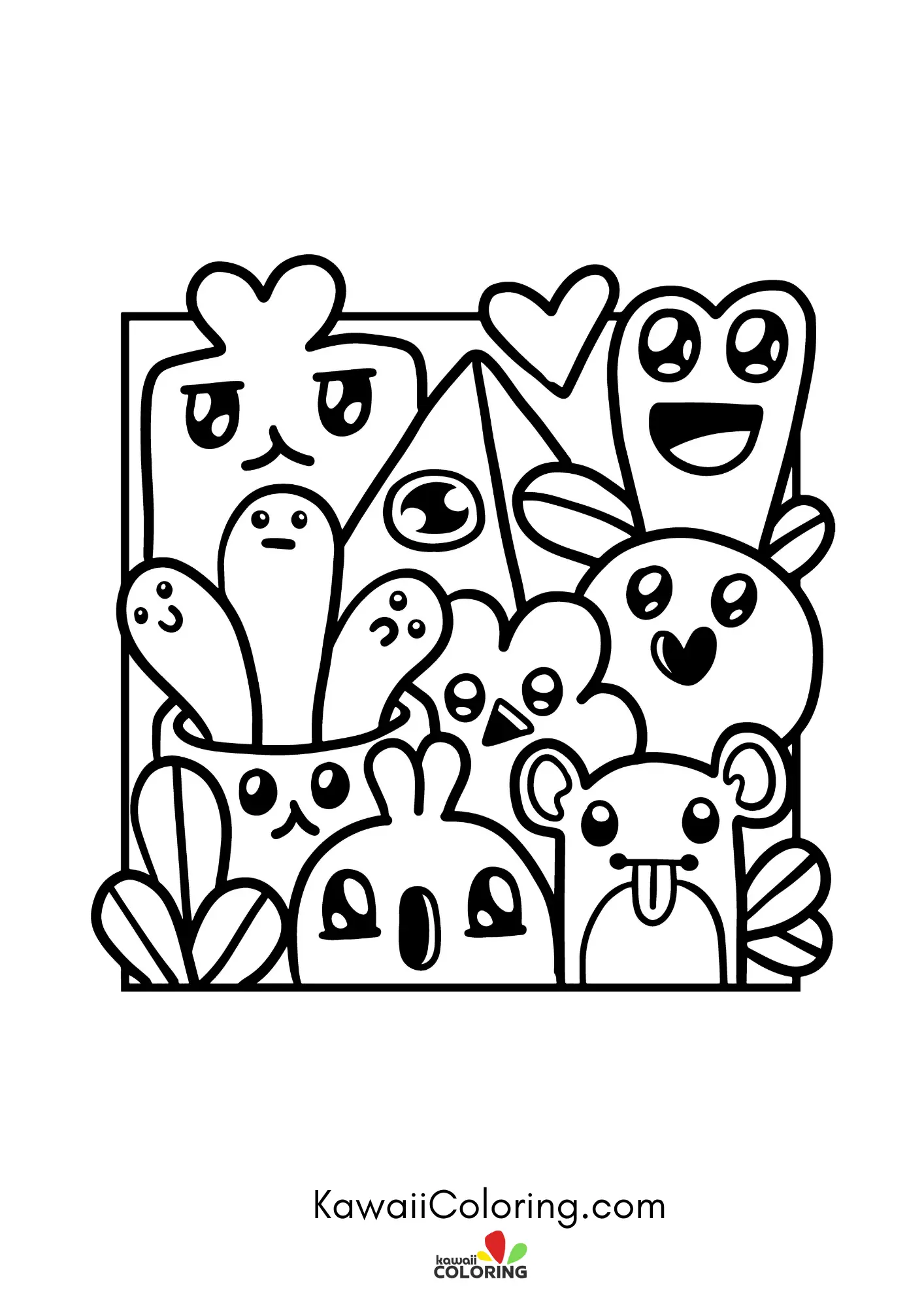 Doodle coloring page with playful shapes