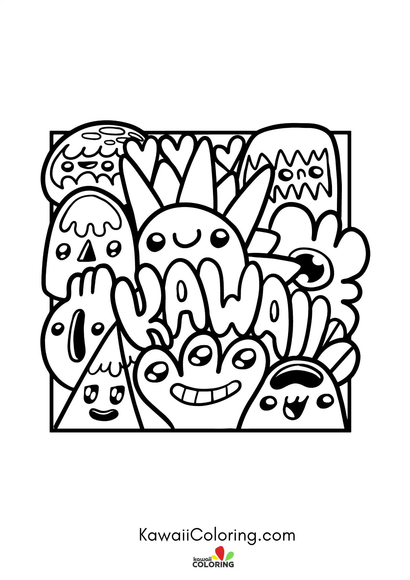 Cute doodle pattern with hearts and stars