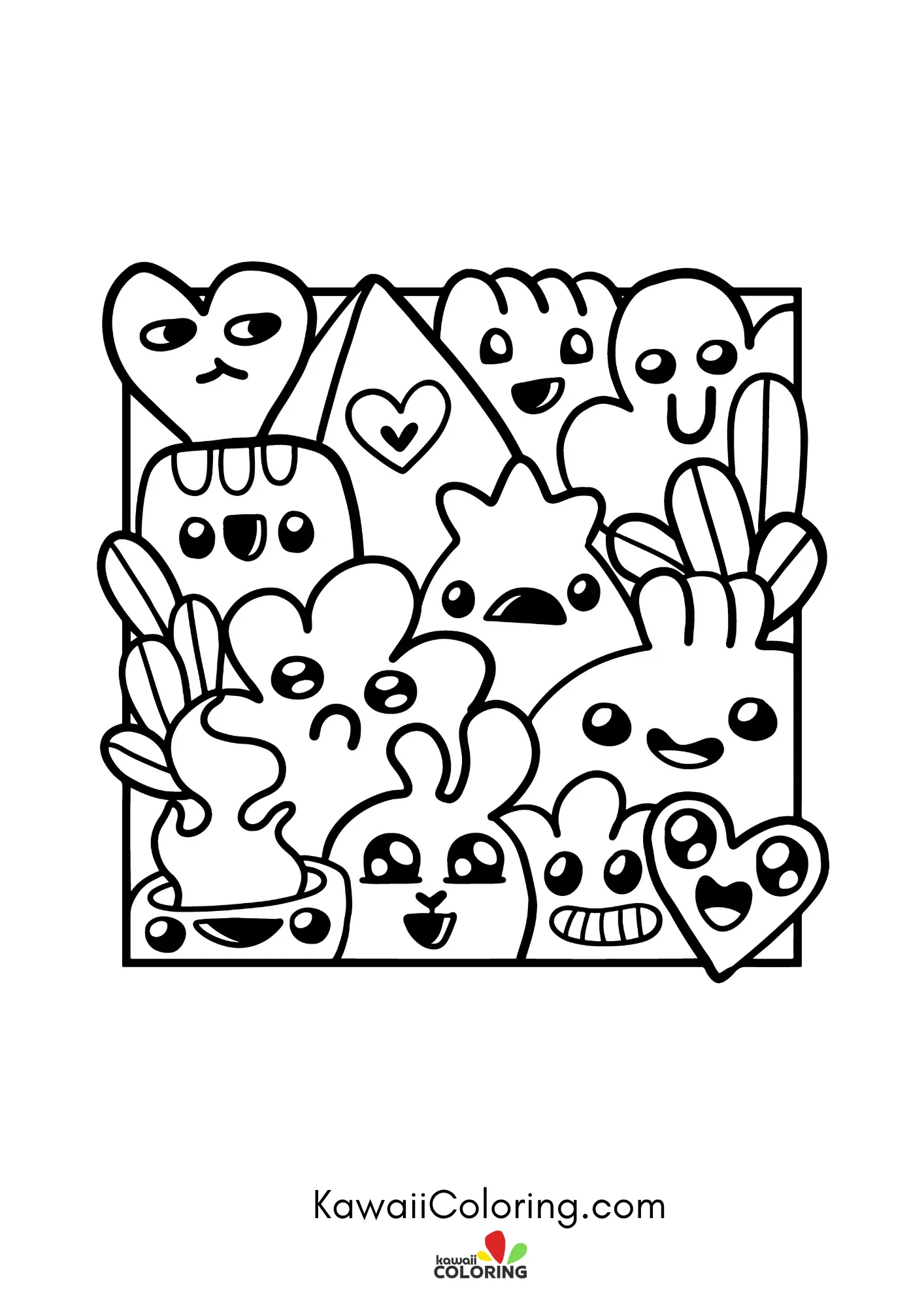 Doodle coloring page with playful shapes