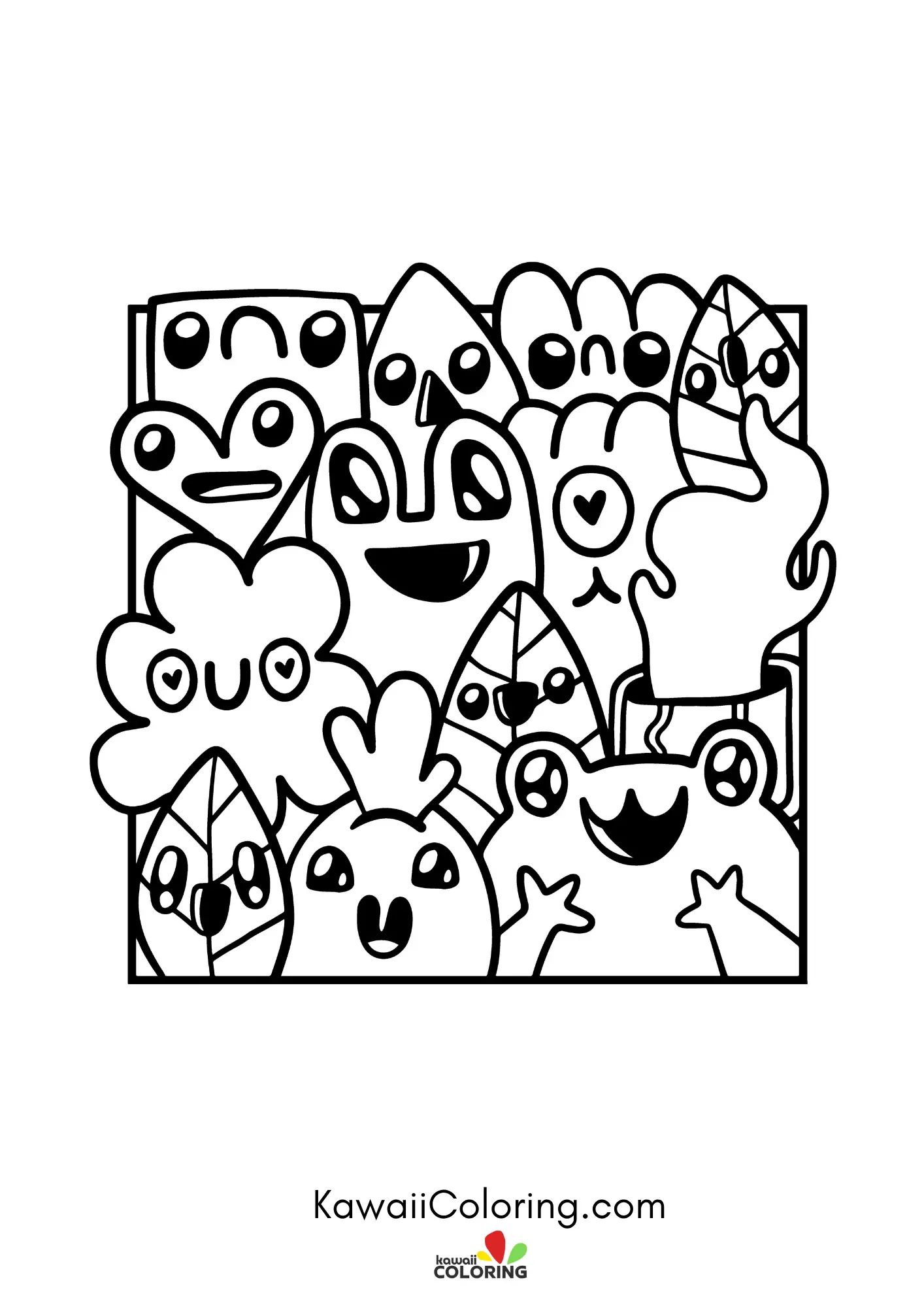 Cute doodle pattern with hearts and stars
