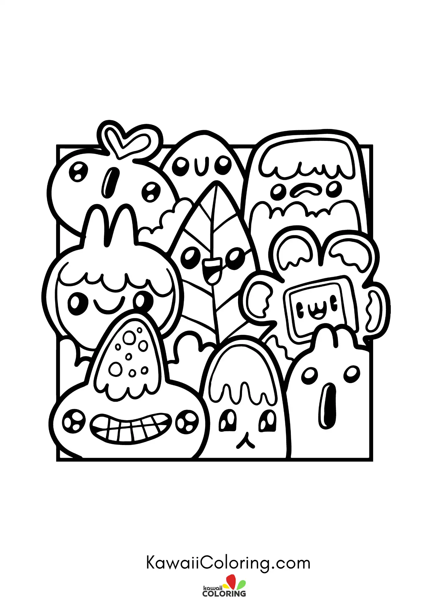 Kawaii doodle art with cute icons