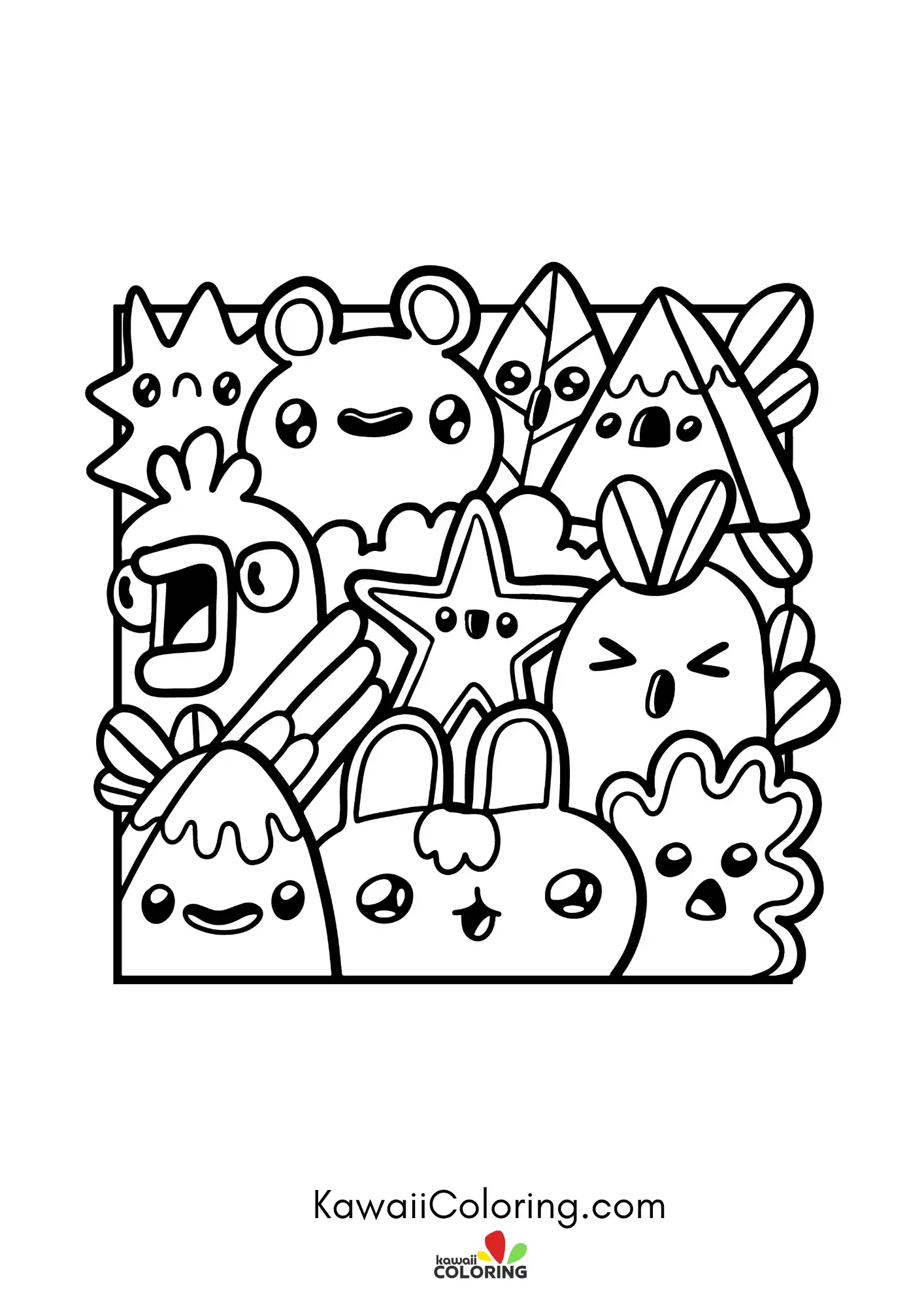 Doodle coloring page with playful shapes
