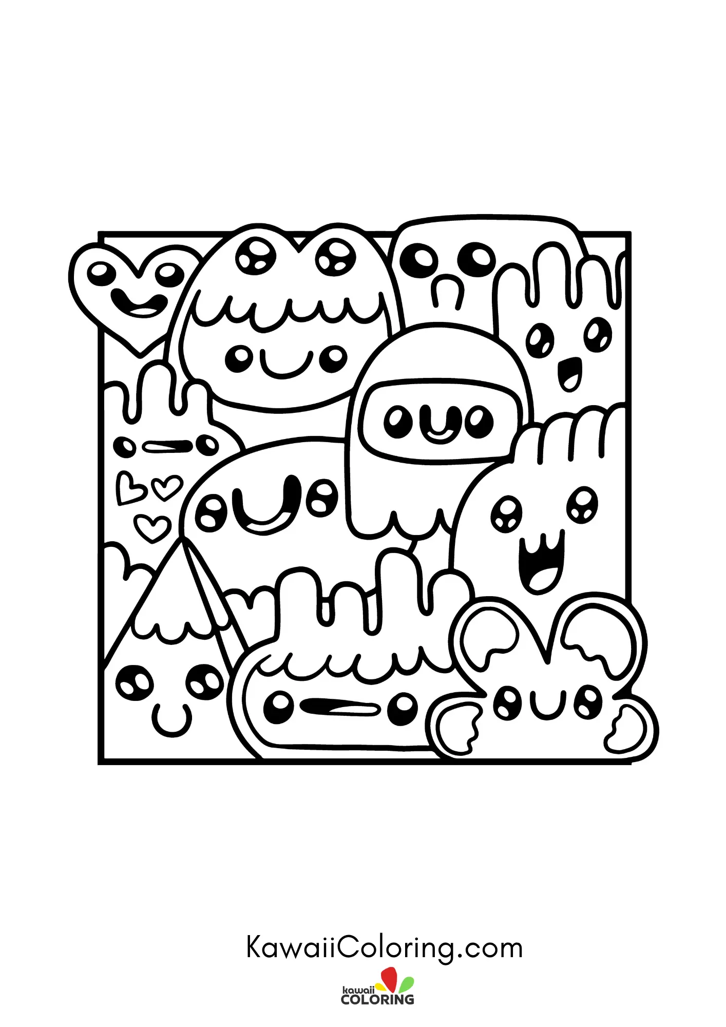 Doodle coloring page with playful shapes