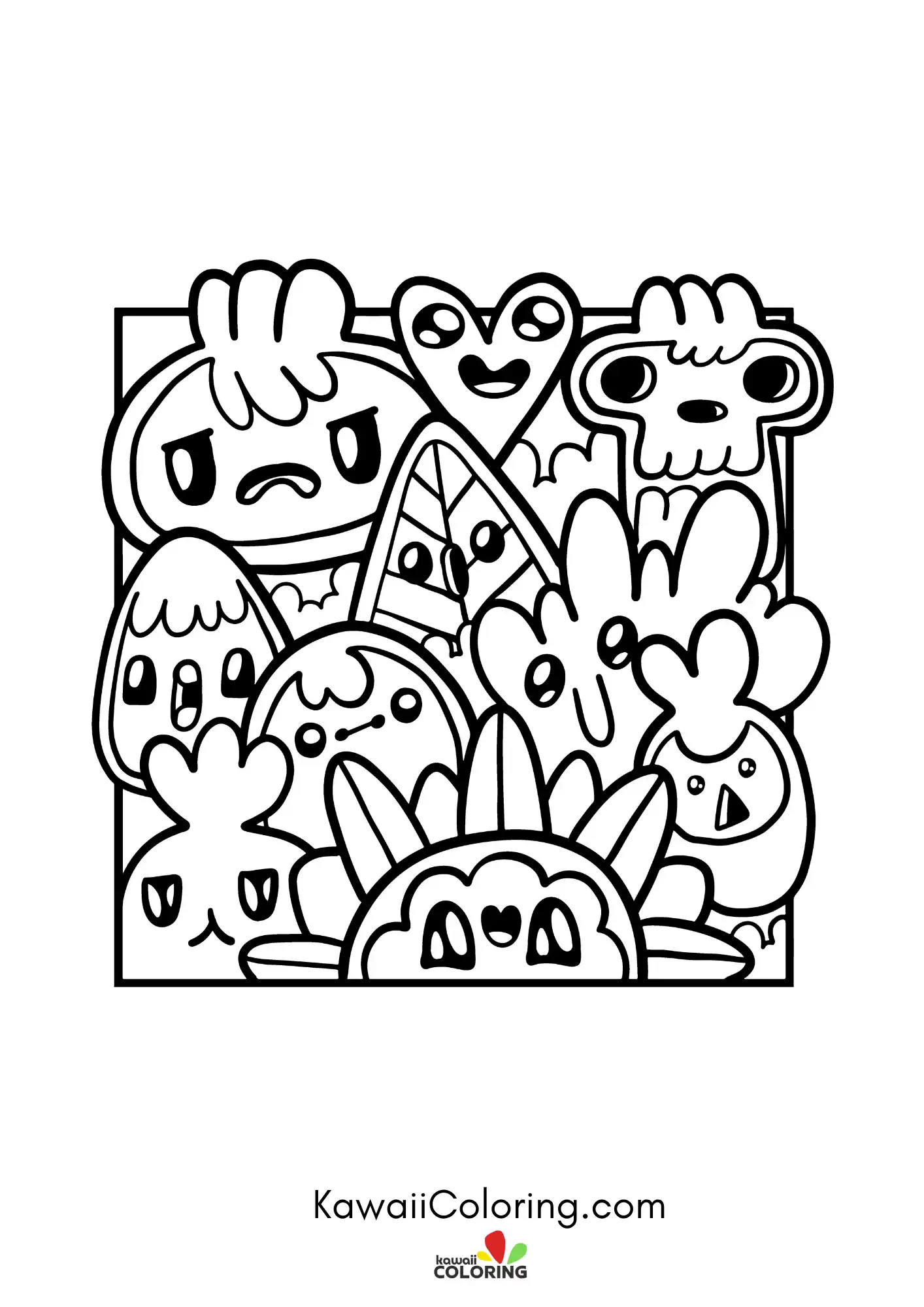 Doodle coloring page with playful shapes