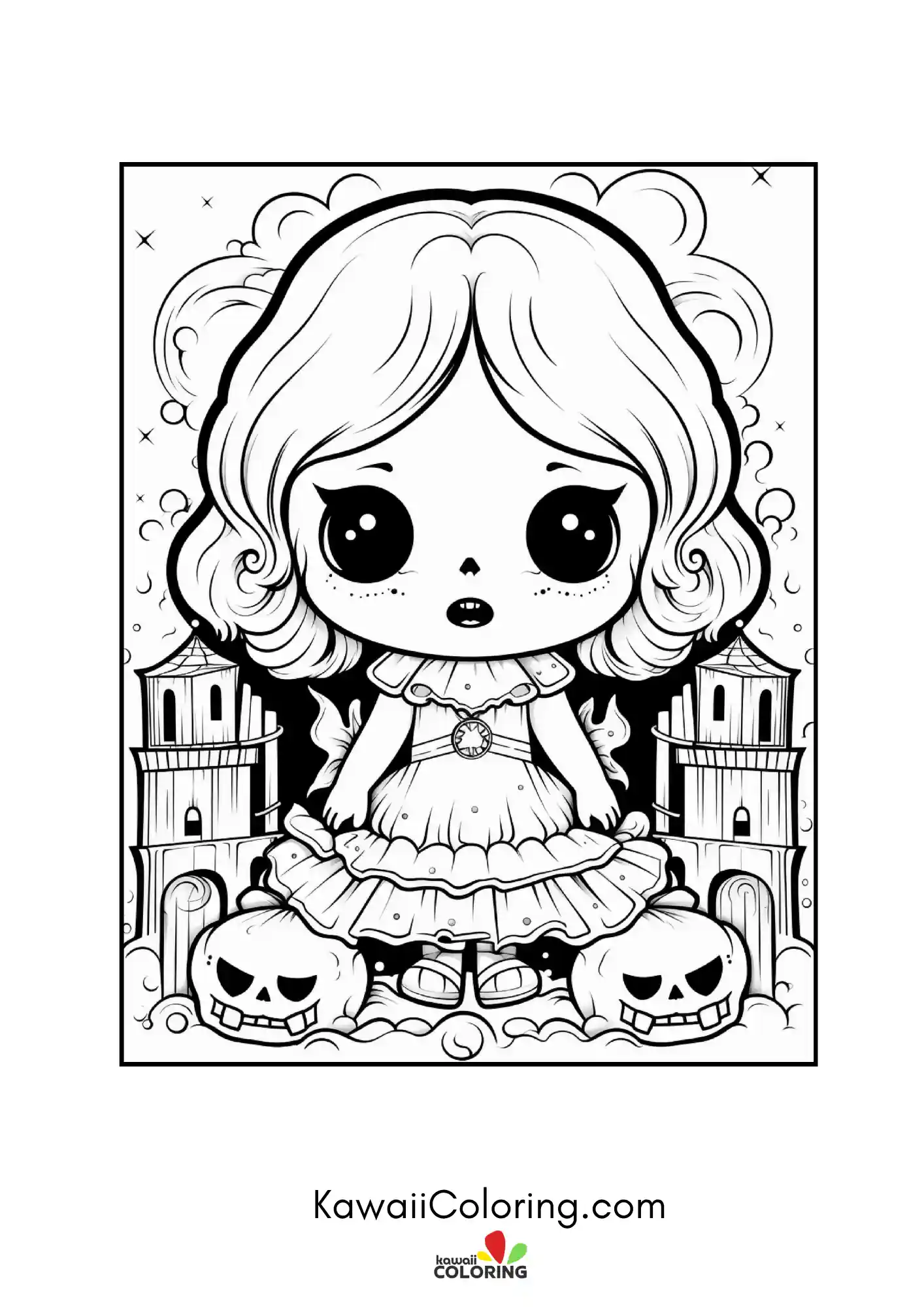 Cute gothic character with large eyes