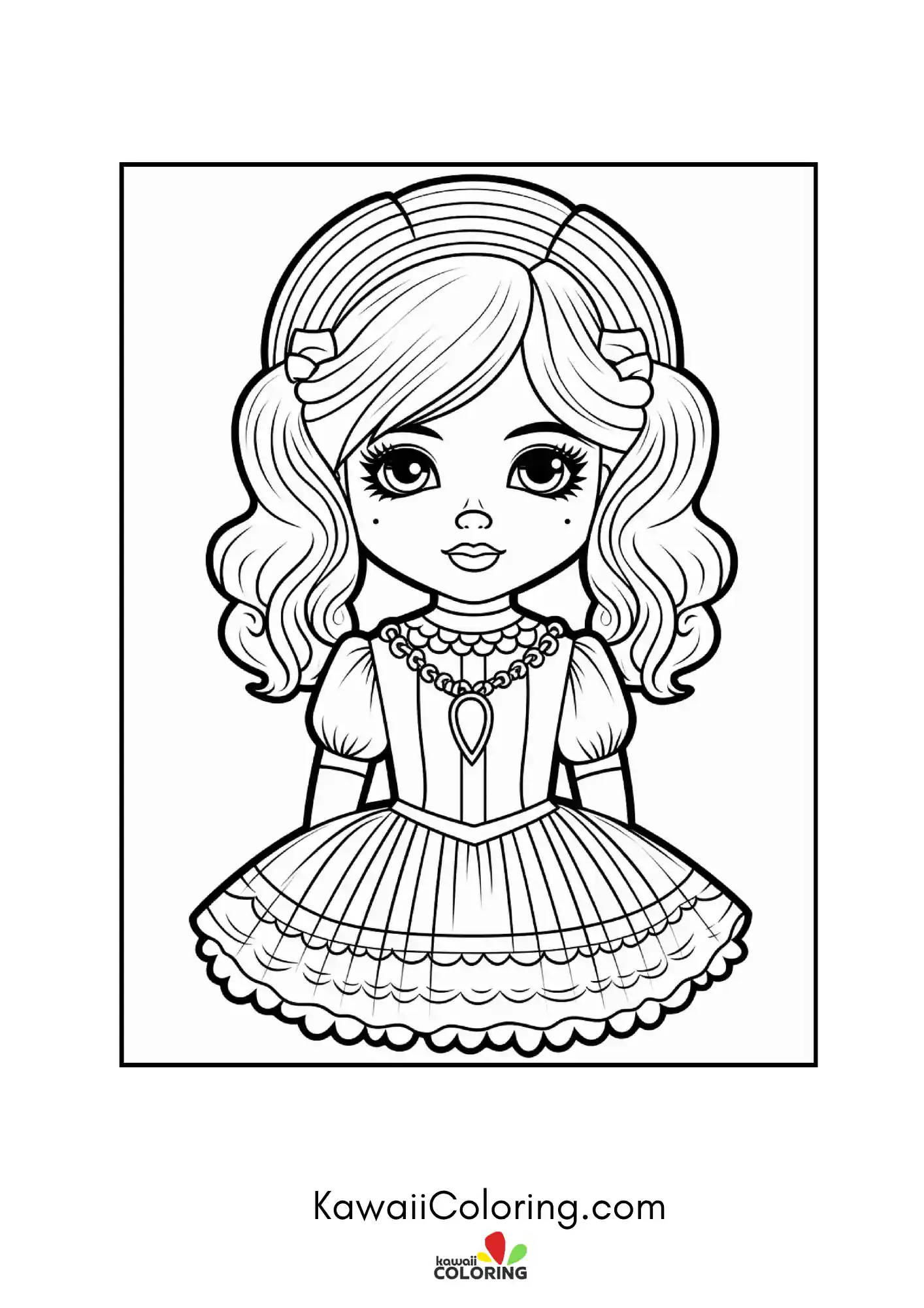 Kawaii doll surrounded by spooky accents