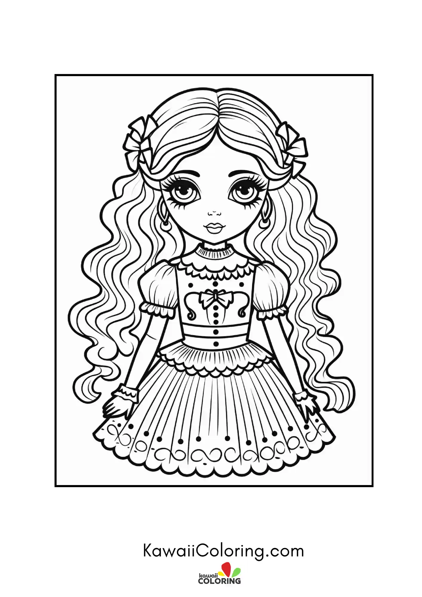 Kawaii goth doll with spooky details