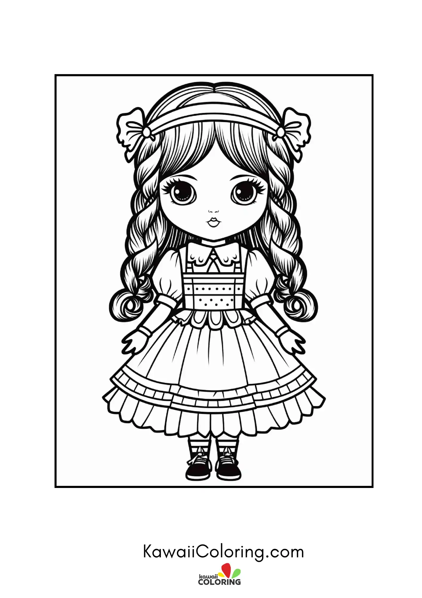 Cute gothic doll character portrait