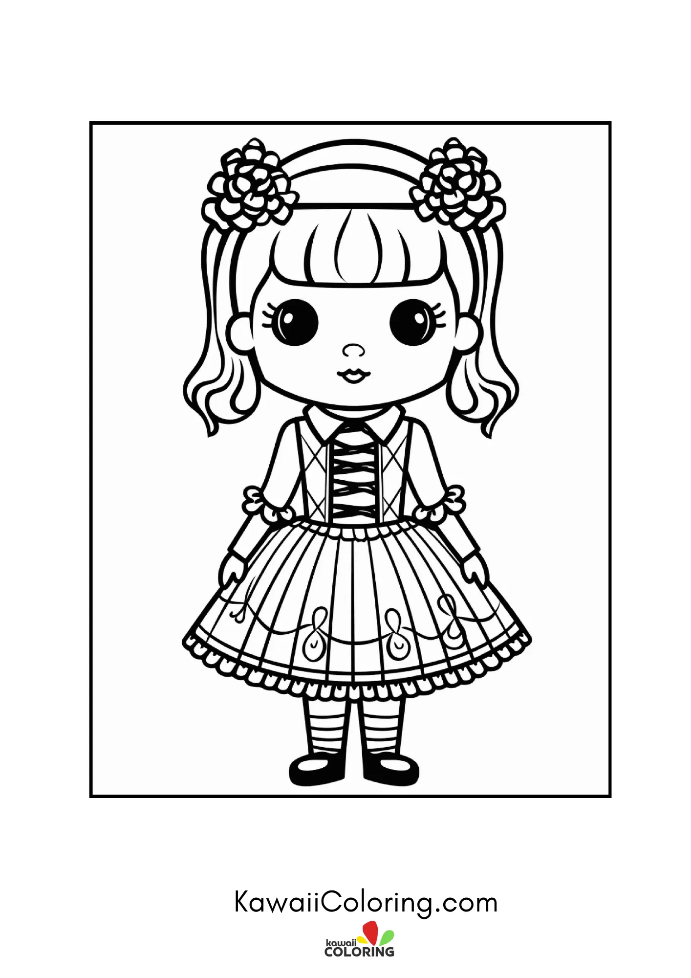 Kawaii doll surrounded by spooky accents