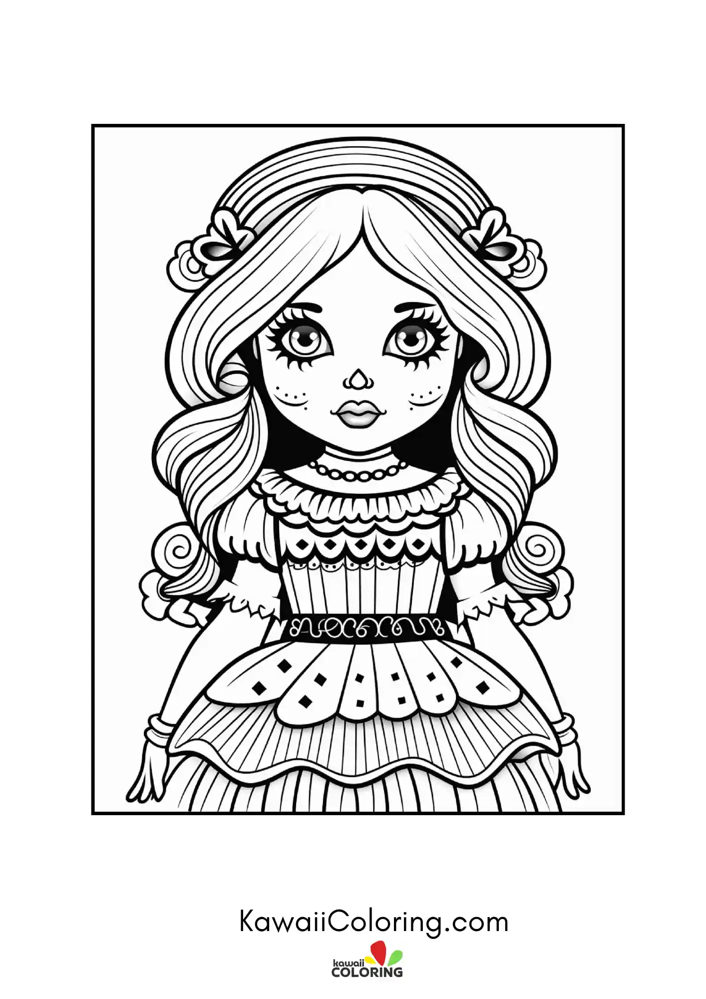 Kawaii doll surrounded by spooky accents