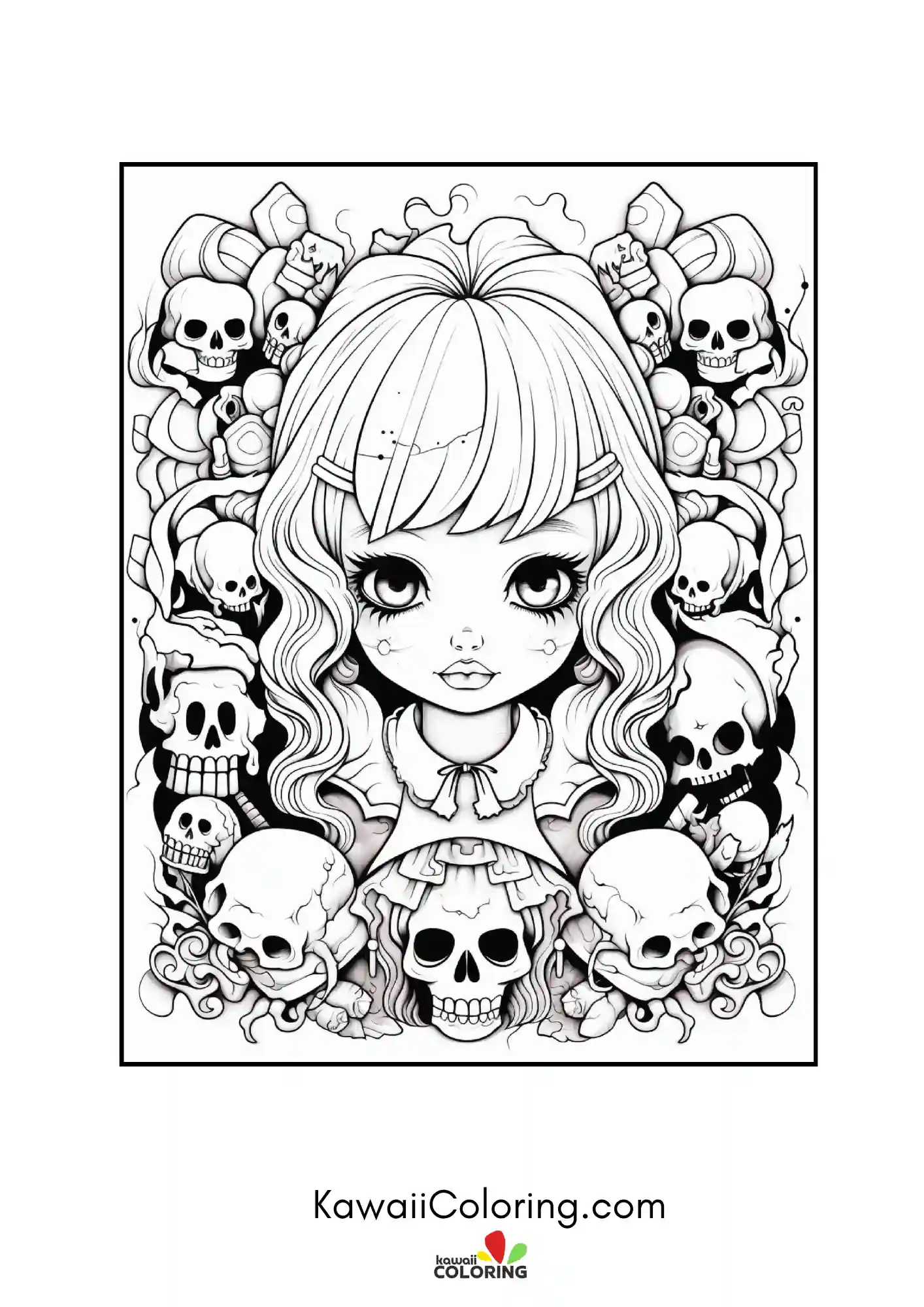 Kawaii spooky figure with playful accents