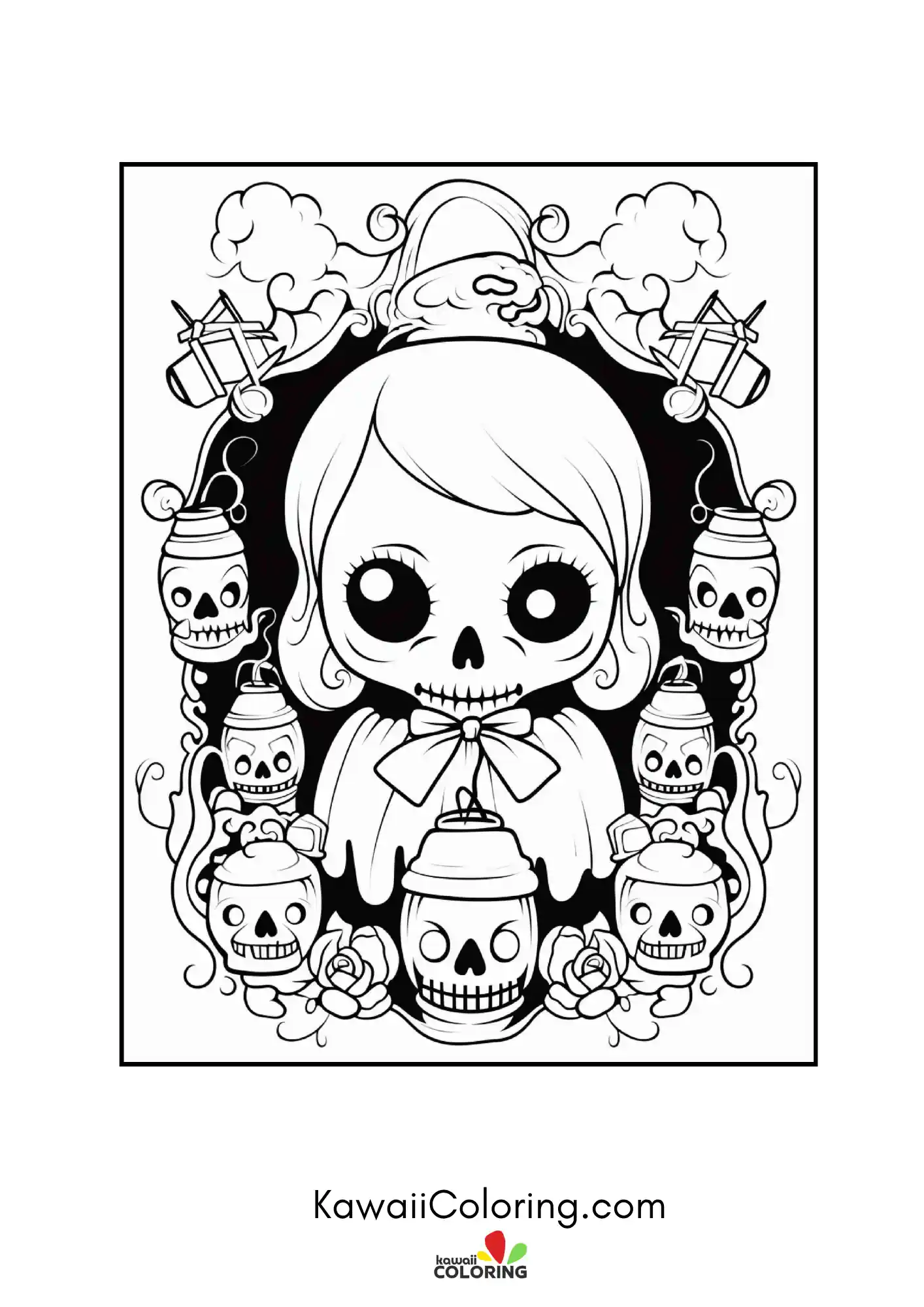 Cute haunted coloring page design