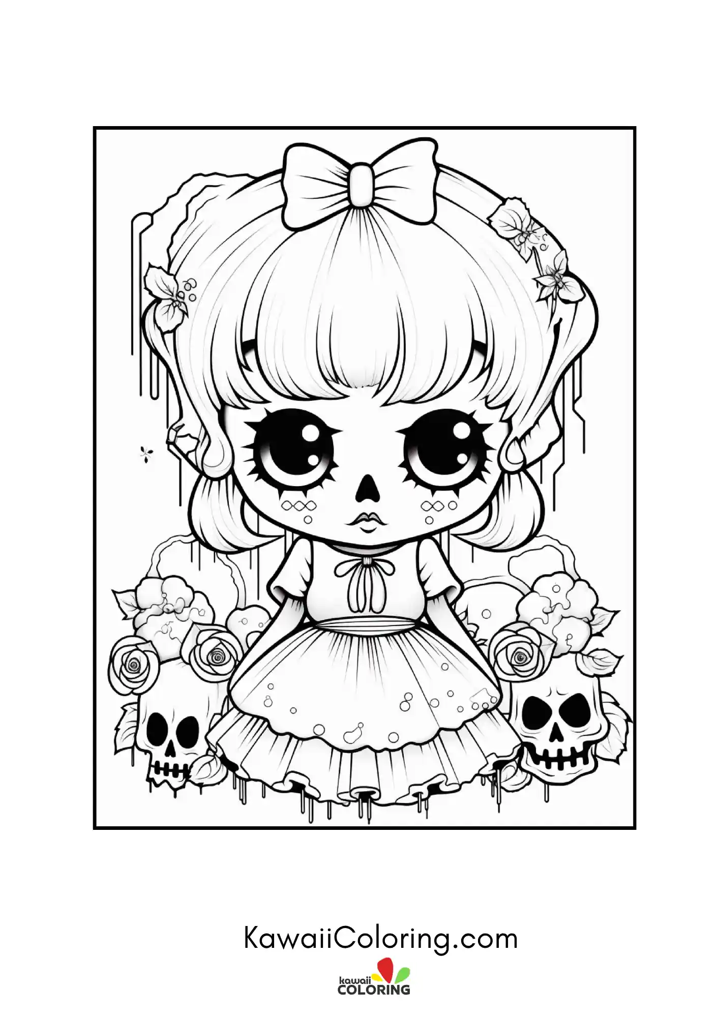 Kawaii ghostly scene with stars