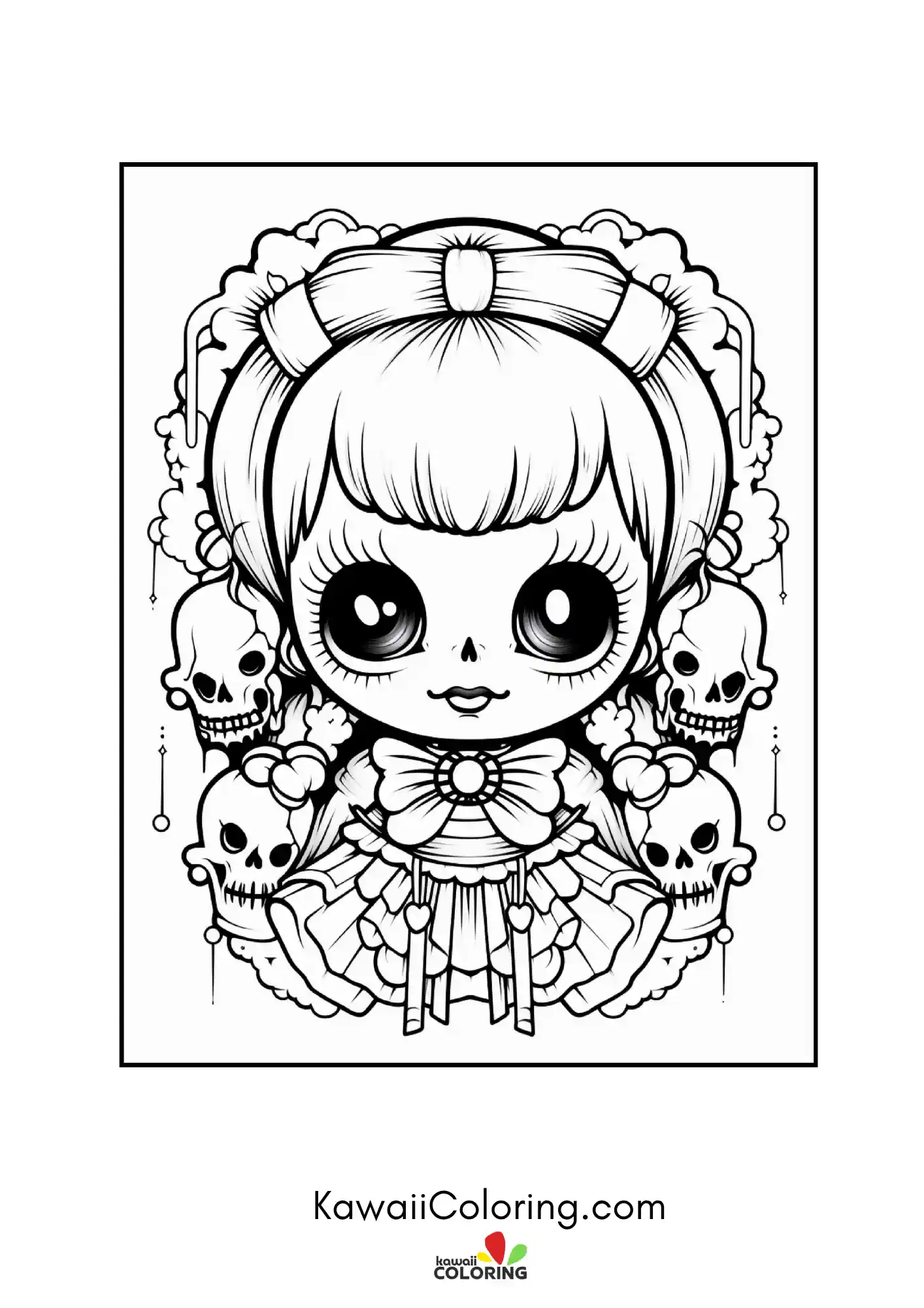 Kawaii ghostly scene with stars