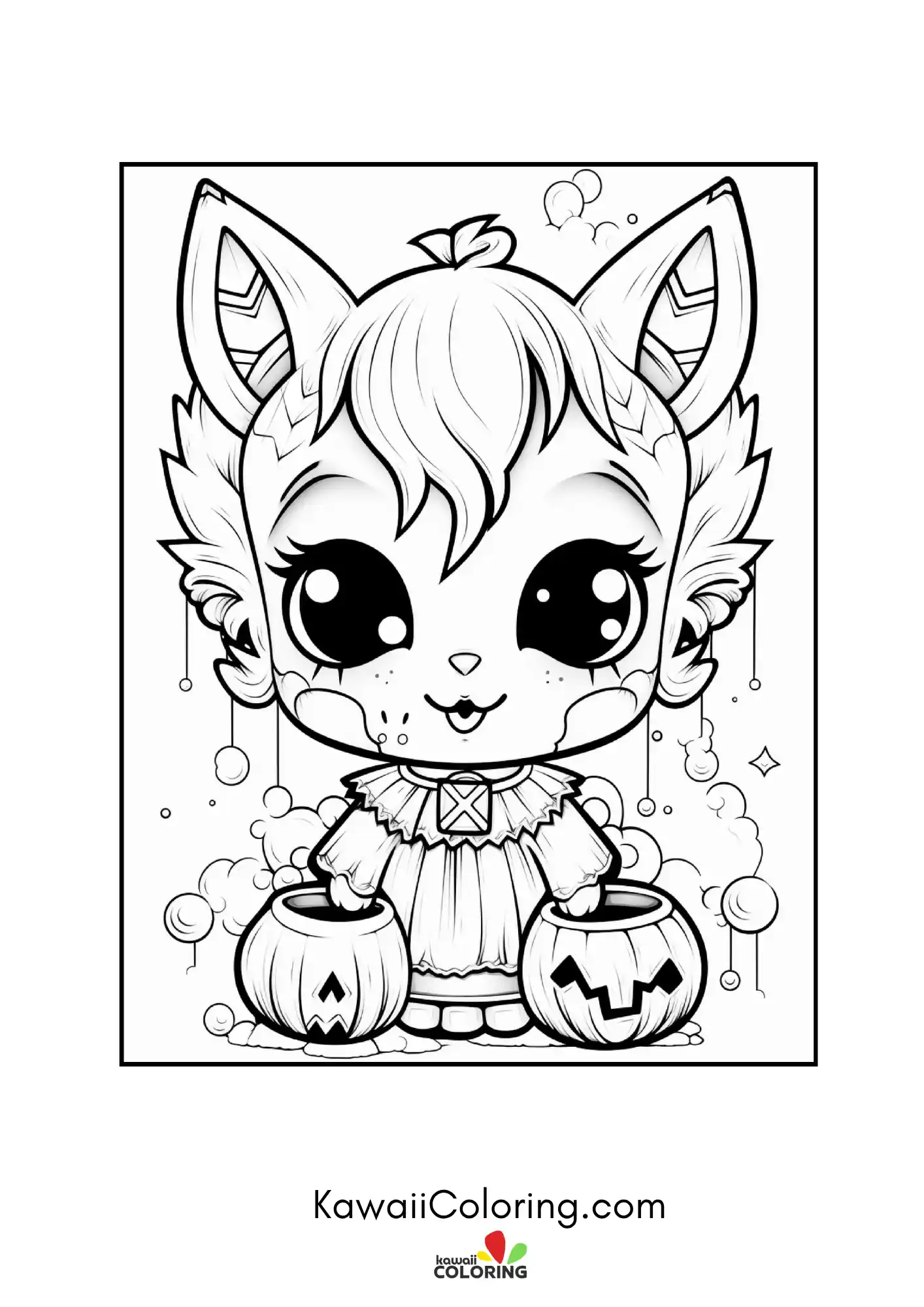 Kawaii ghostly scene with stars