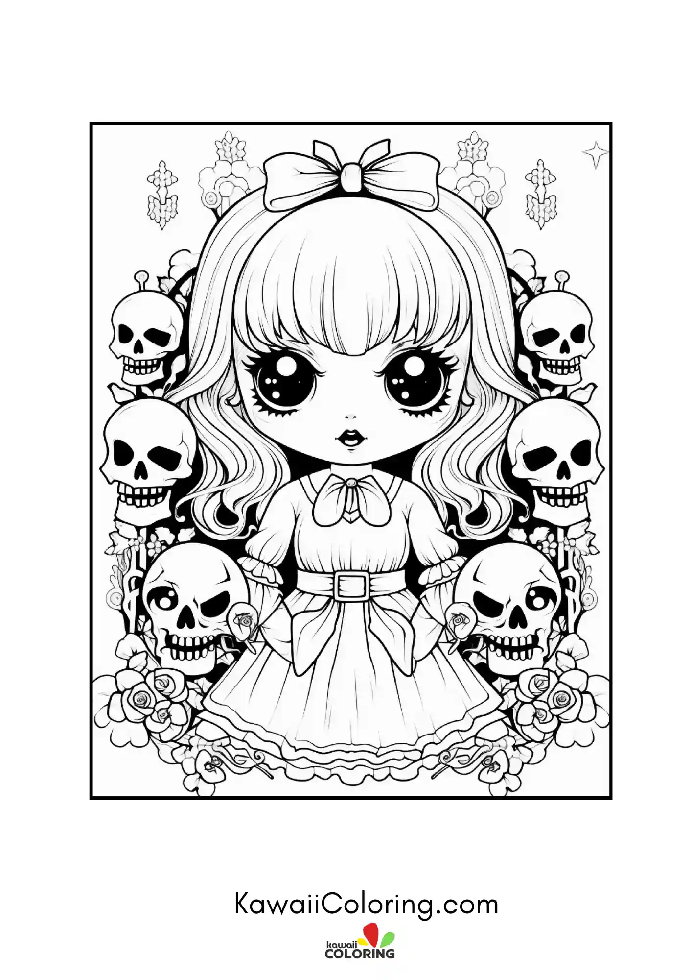 Cute haunted coloring page design