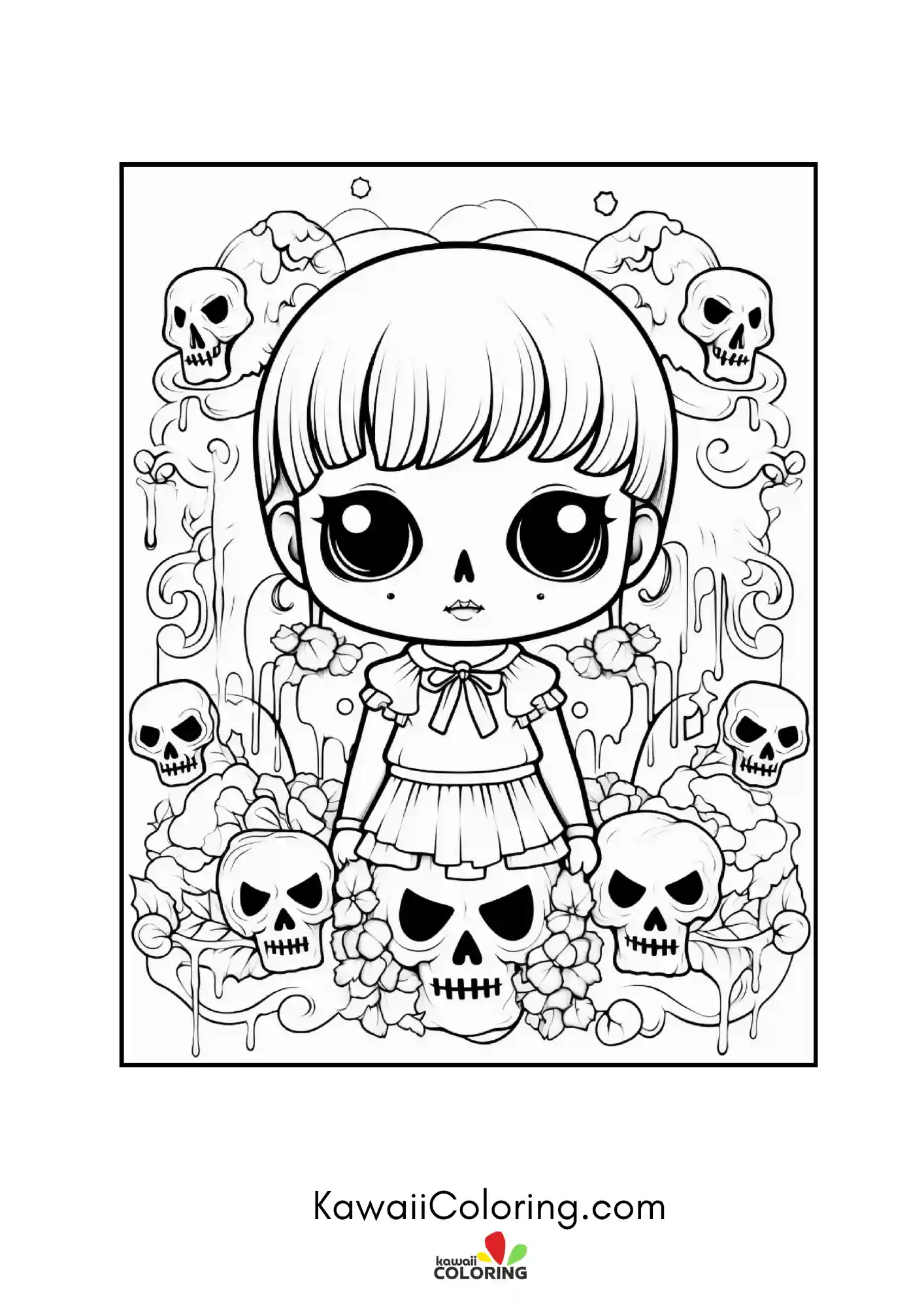 Kawaii spooky figure with playful accents